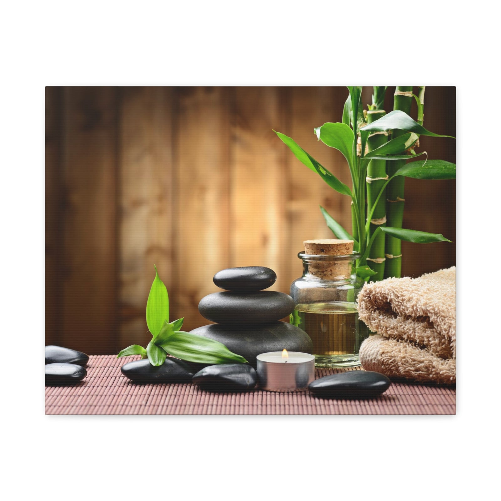 Zen Stones and Bamboo Forest Floral Nature Photography Canvas Wall Art for Home Decor Ready-to-Hang-Express Your Love Gifts