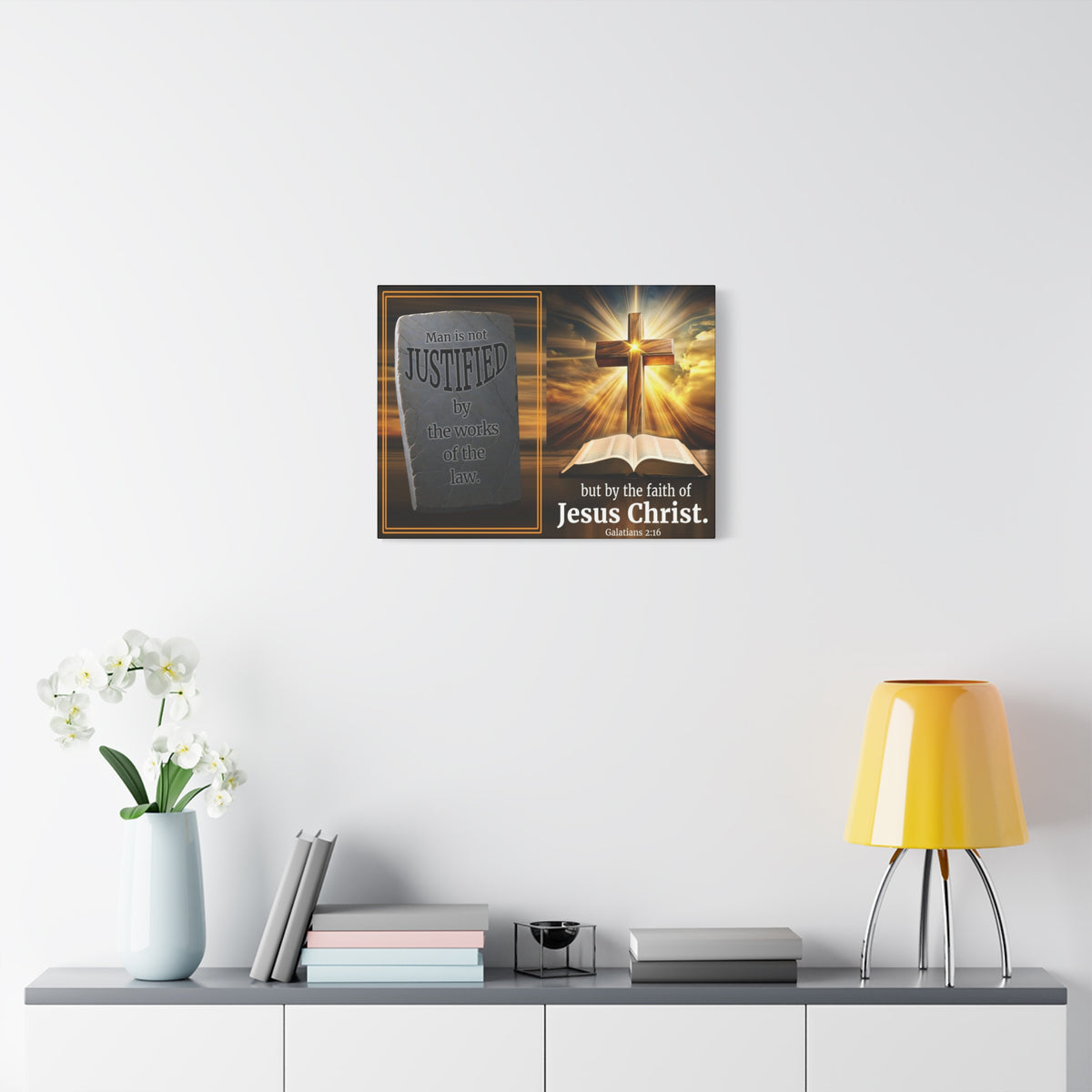Scripture Walls Galatians 2:16 Faith & Law Bible Verse Canvas Christian Wall Art Ready to Hang Unframed-Express Your Love Gifts