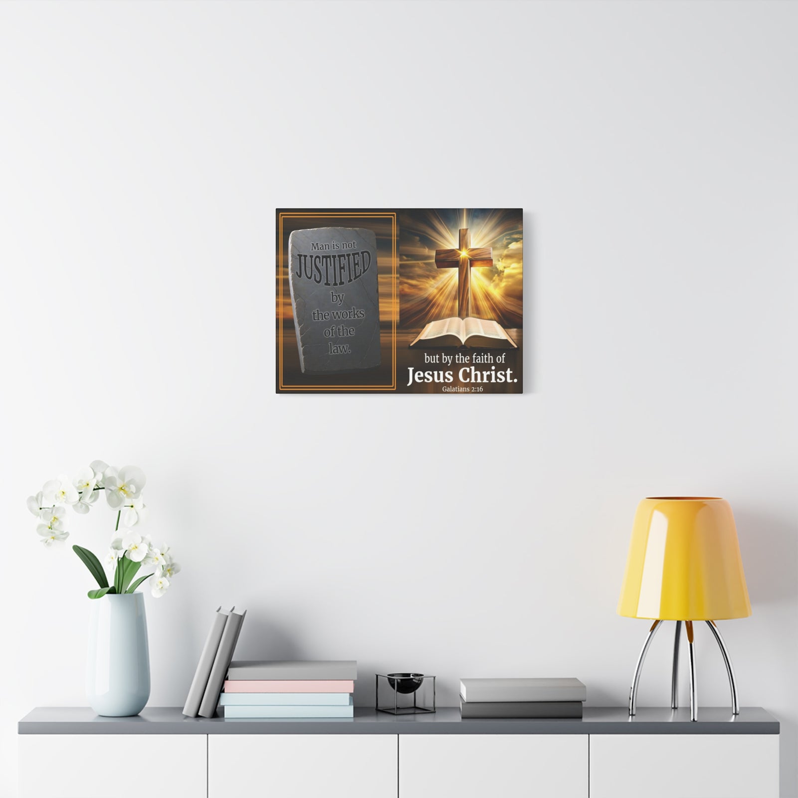 Scripture Walls Galatians 2:16 Faith & Law Bible Verse Canvas Christian Wall Art Ready to Hang Unframed-Express Your Love Gifts