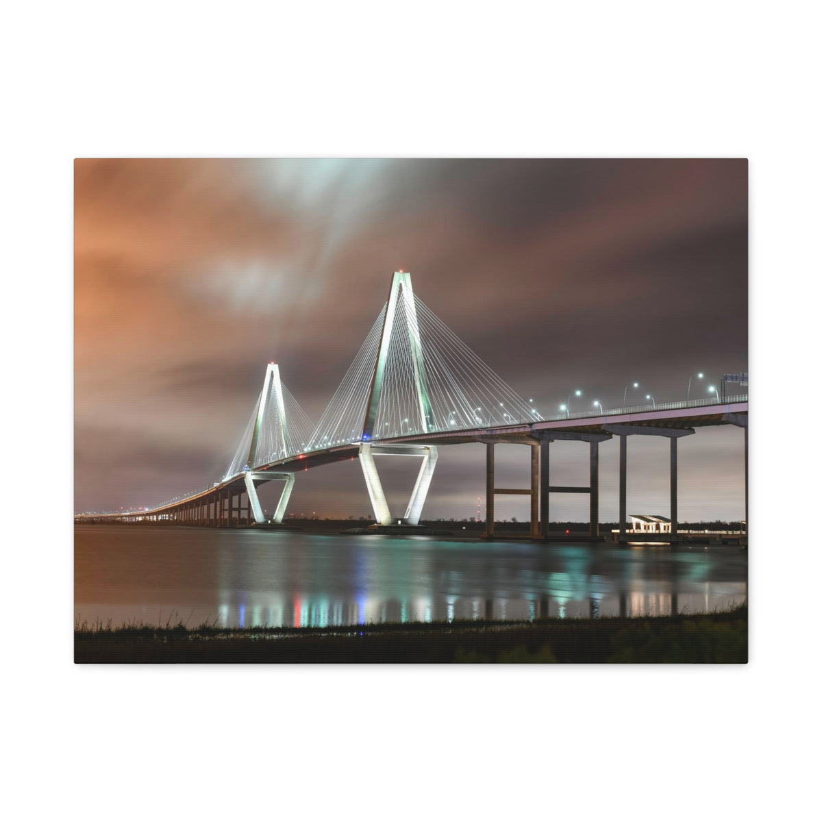 River Bridge Charleston South Carolina Nature Wilderness Photography Canvas Wall Art for Home Decor Ready-to-Hang-Express Your Love Gifts