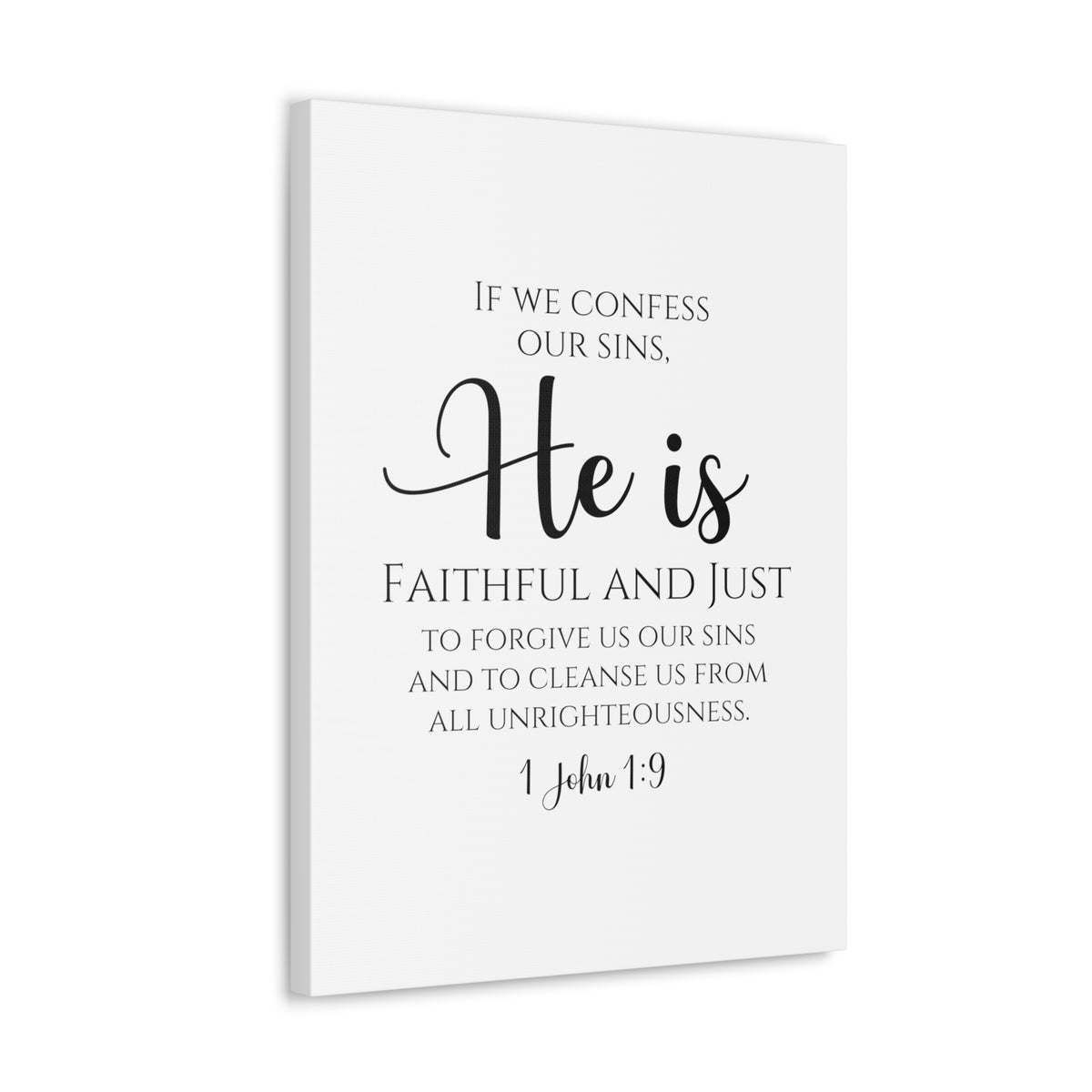 Scripture Walls 1 John 1:9 Faithful and Just Bible Verse Canvas Bible Verse Canvas Christian Wall Art Ready to Hang Unframed-Express Your Love Gifts