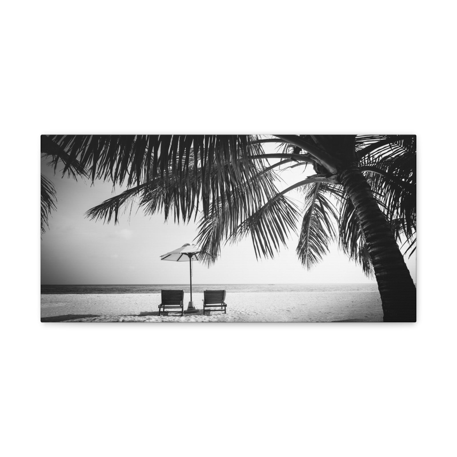Perfect Black White Beach Scene Ocean Canvas Wall Art for Home Decor Ready-to-Hang-Express Your Love Gifts