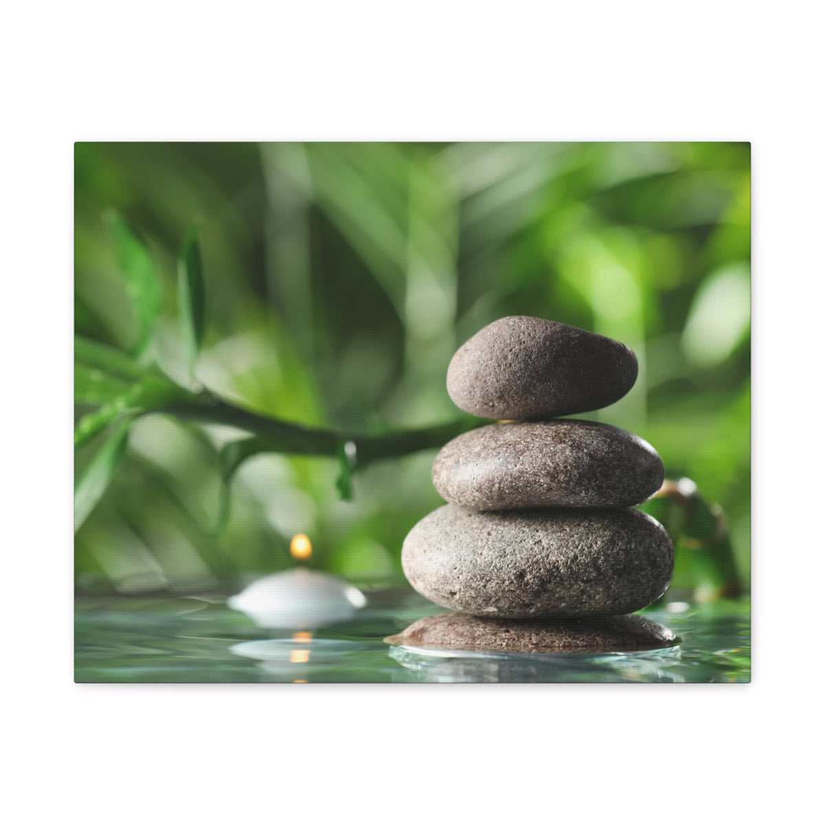 Candle with Bamboo Stem Forest Floral Nature Photography Canvas Wall Art for Home Decor Ready-to-Hang-Express Your Love Gifts