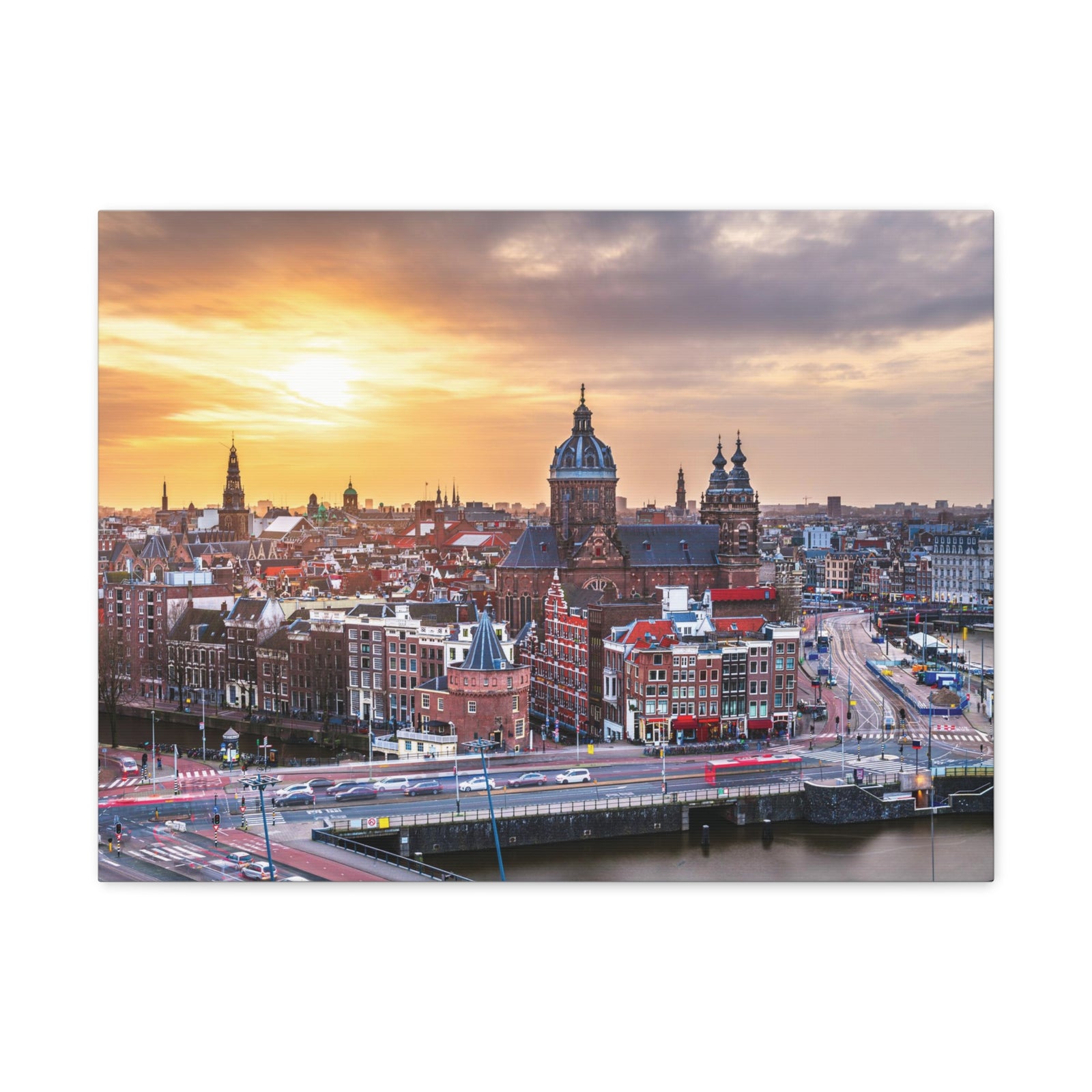 Amsterdam Daytime Skyline Canvas Artwork High-Quality Breathtaking Stunning Cityscape for Home Decor Ready to Hang-Express Your Love Gifts
