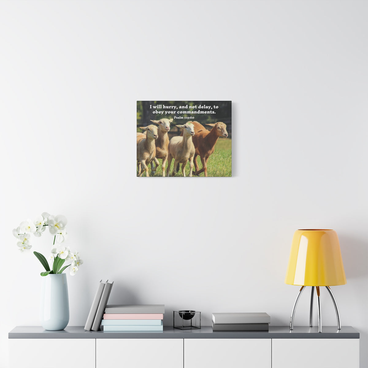 Scripture Canvas Obey Your Commandments Psalm 119:60 Christian Wall Art Bible Verse Print Ready to Hang-Express Your Love Gifts