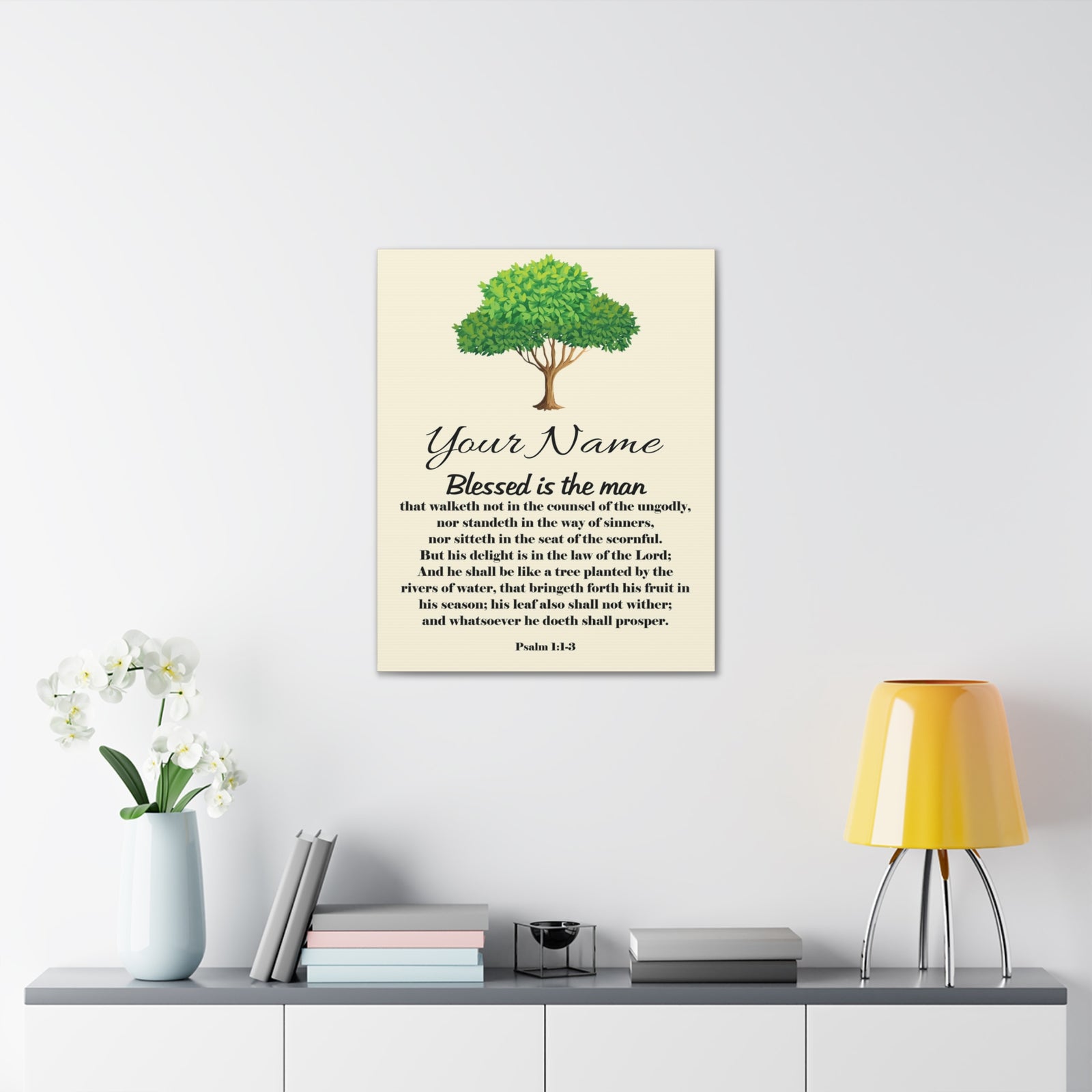 Scripture Walls Personalized Blessed is the Man Psalm 1:1-3 Bible Chapter Canvas Christian Wall Art Ready to Hang-Express Your Love Gifts