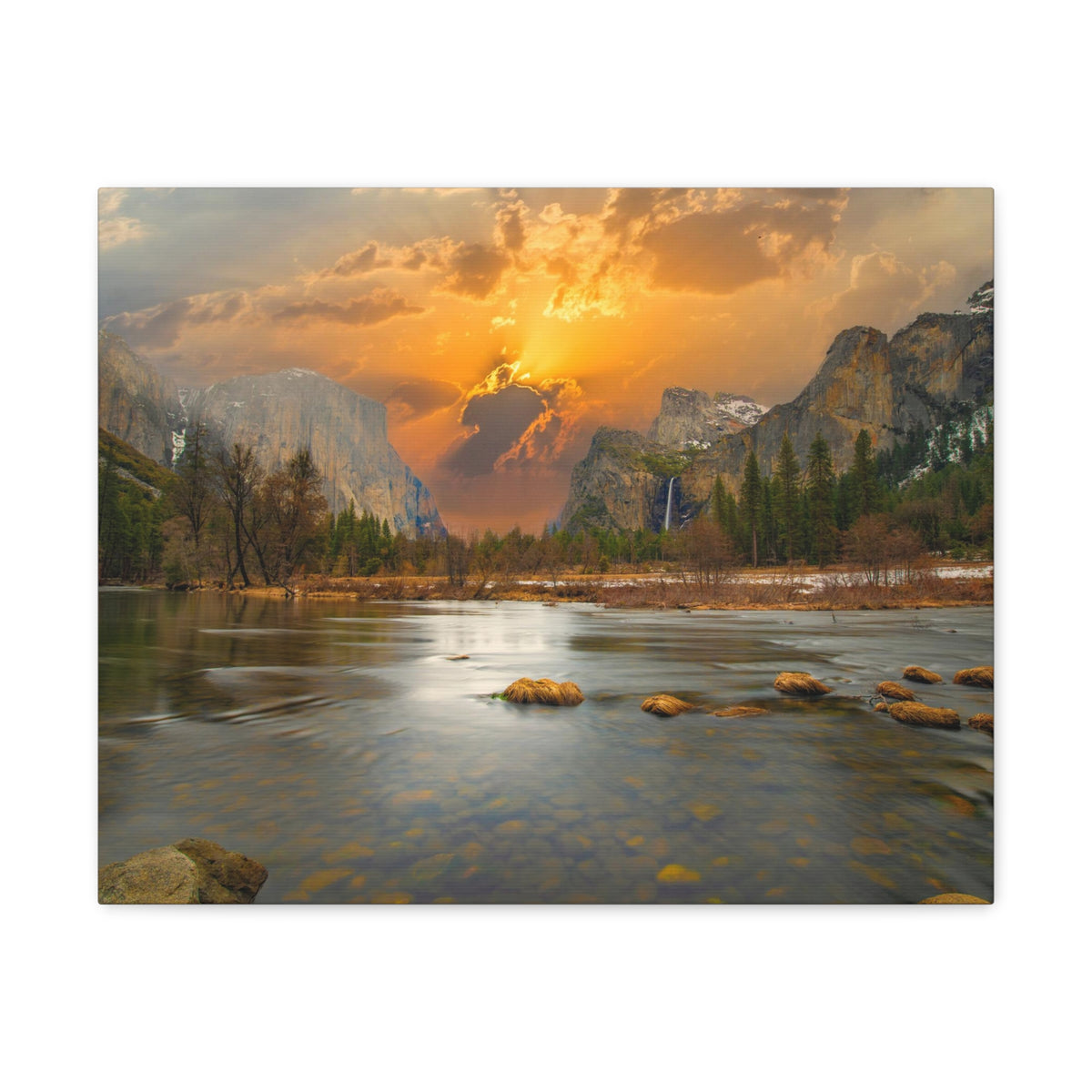 Golden Hour Over Mountain Nature Wilderness Photography Canvas Wall Art for Home Decor Ready-to-Hang-Express Your Love Gifts