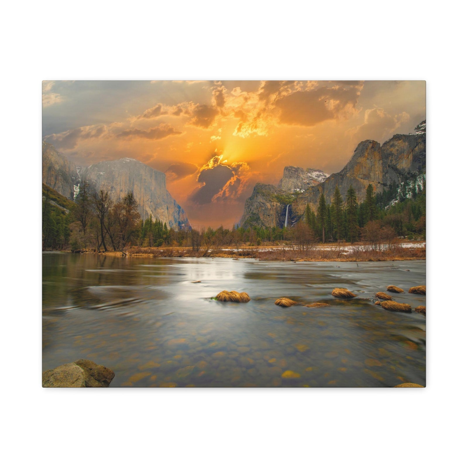 Golden Hour Over Mountain Nature Wilderness Photography Canvas Wall Art for Home Decor Ready-to-Hang-Express Your Love Gifts