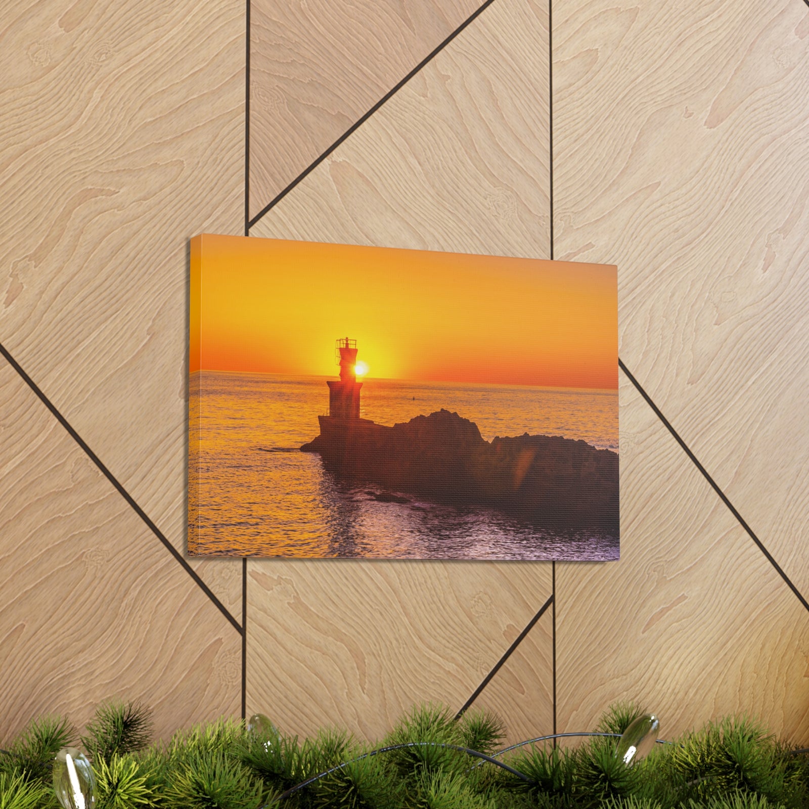 Sun Lighthouse Sunset Forest Floral Nature Photography Canvas Wall Art for Home Decor Ready-to-Hang-Express Your Love Gifts