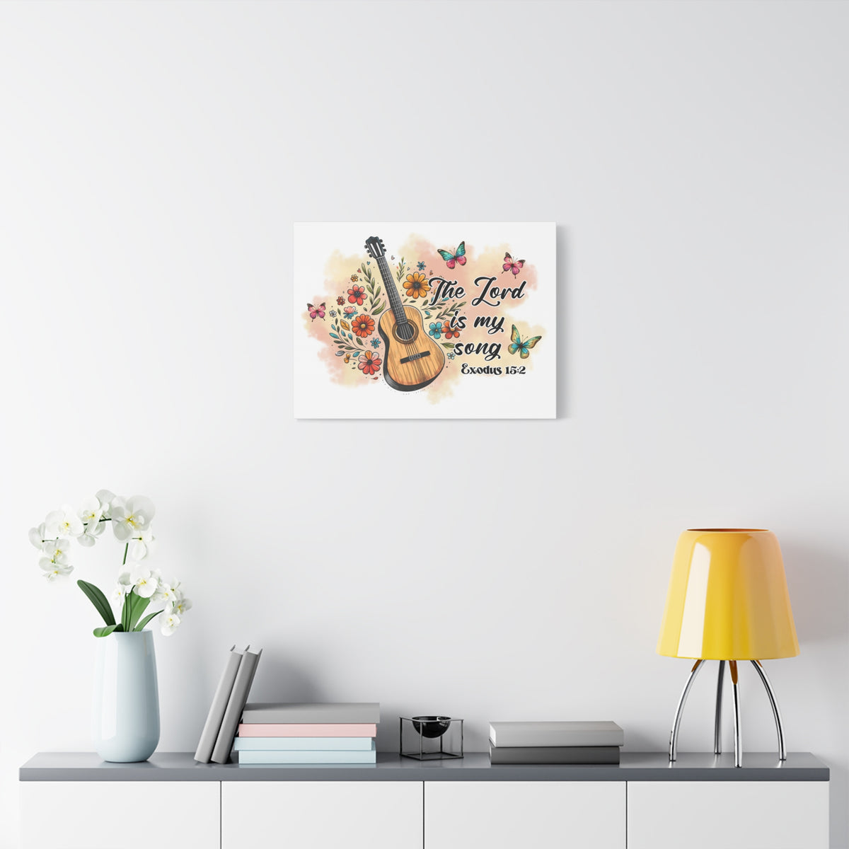 Scripture Walls Exodus 15:2 The Lord is My Song Bible Verse Canvas Christian Wall Art Ready to Hang Unframed-Express Your Love Gifts