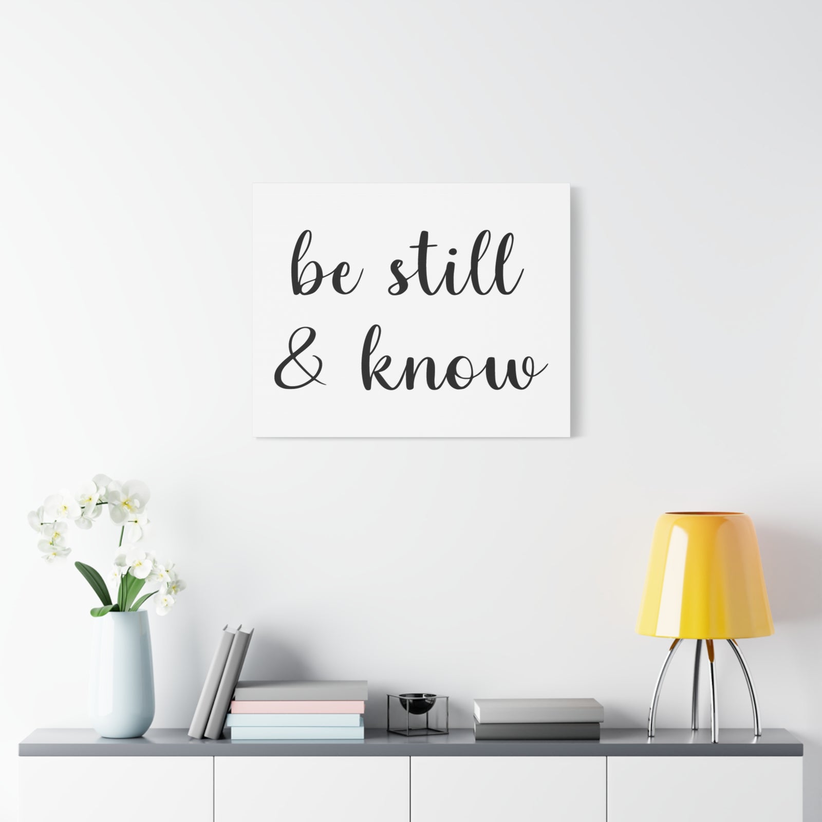 Scripture Canvas Be Still & Know Psalm 46:10 Cursive Christian Wall Art Bible Verse Print Ready to Hang-Express Your Love Gifts