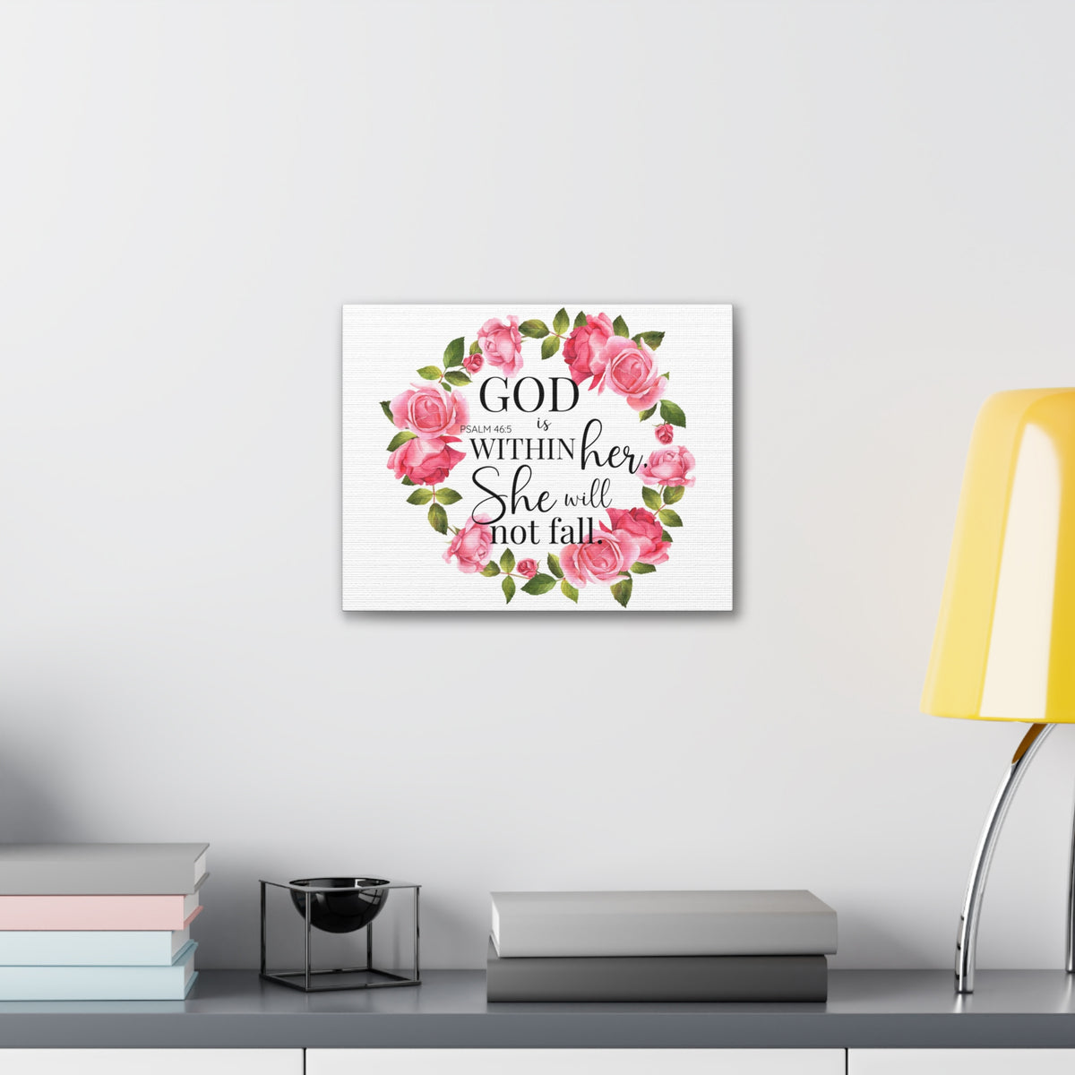 Scripture Walls Psalm 46:5 God is Within Her Bible Verse Canvas Christian Wall Art Ready to Hang Unframed-Express Your Love Gifts