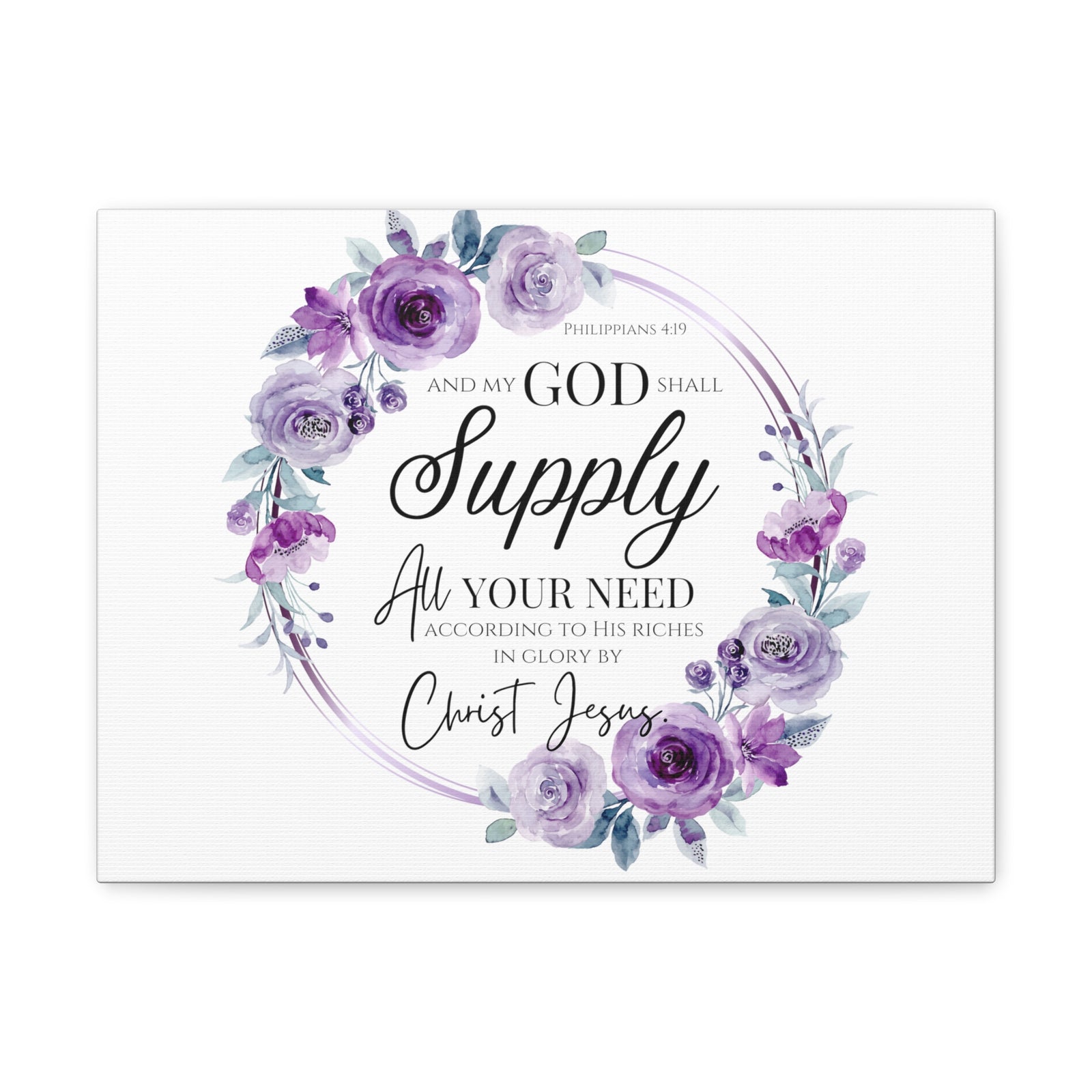 Scripture Walls Philippians 4:19 God Shall Supply Bible Verse Canvas Christian Wall Art Ready to Hang Unframed-Express Your Love Gifts