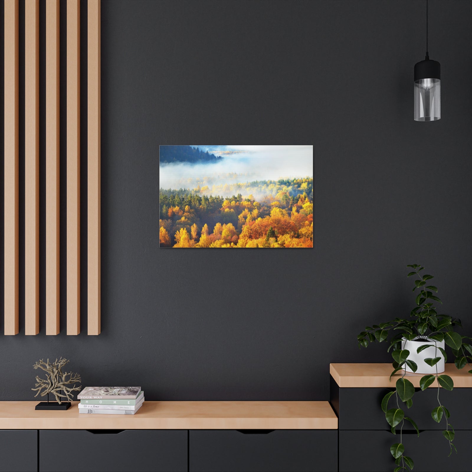 Forest Mystic Autumn Nature Wilderness Photography Canvas Wall Art for Home Decor Ready-to-Hang-Express Your Love Gifts