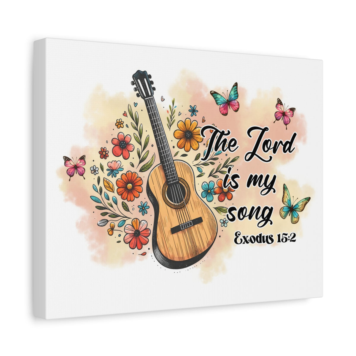 Scripture Walls Exodus 15:2 The Lord is My Song Bible Verse Canvas Christian Wall Art Ready to Hang Unframed-Express Your Love Gifts