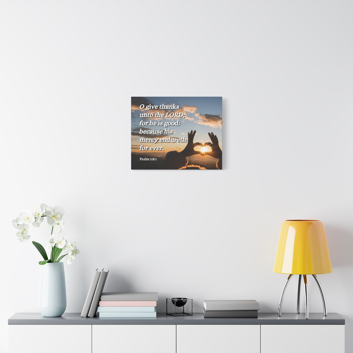 Scripture Canvas Give Thanks Psalm 118:1 Christian Wall Art Bible Verse Print Ready to Hang-Express Your Love Gifts