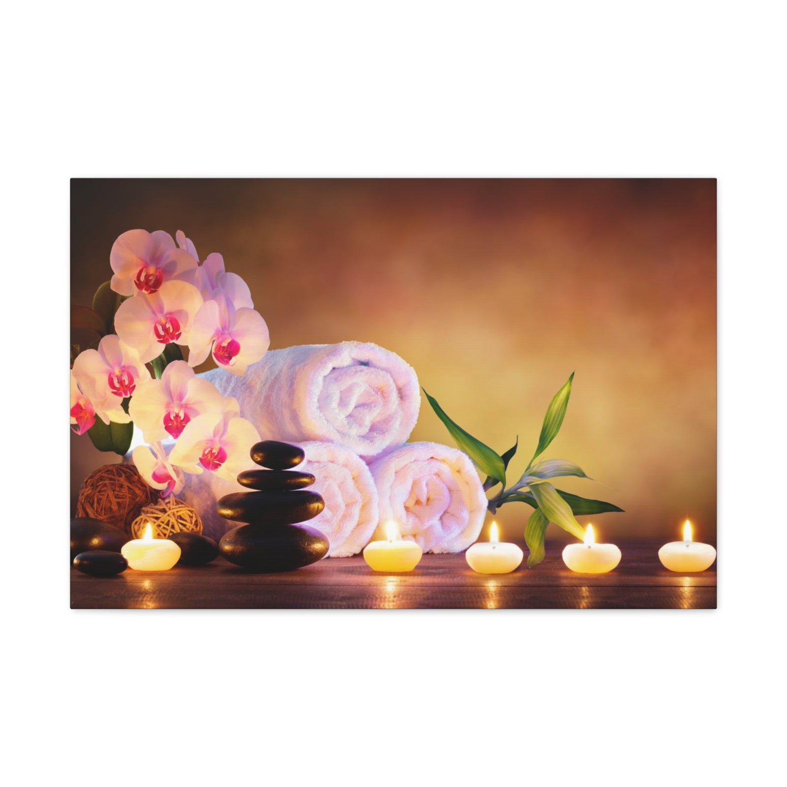Massage Stones with Towels Forest Floral Nature Photography Canvas Wall Art for Home Decor Ready-to-Hang-Express Your Love Gifts