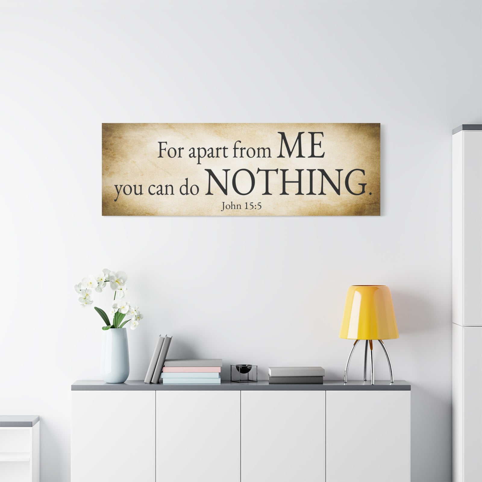 Scripture Walls John 15:5 For apart from me you can do nothing Gold Bible Verse Canvas Christian Wall Art Ready to Hang Unframed-Express Your Love Gifts