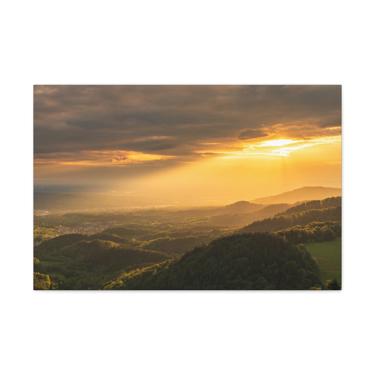 Sunrise Over Golden Mountains Nature Wilderness Photography Canvas Wall Art for Home Decor Ready-to-Hang-Express Your Love Gifts