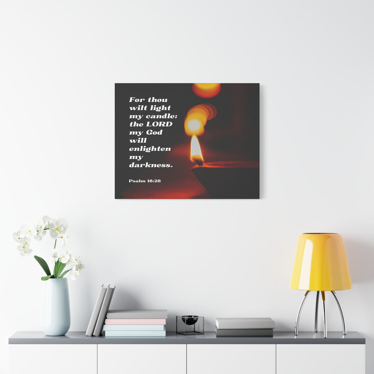 Scripture Canvas Enlighten My Darkness Psalm 18:28 Christian Wall Art Bible Verse Print Ready to Hang-Express Your Love Gifts