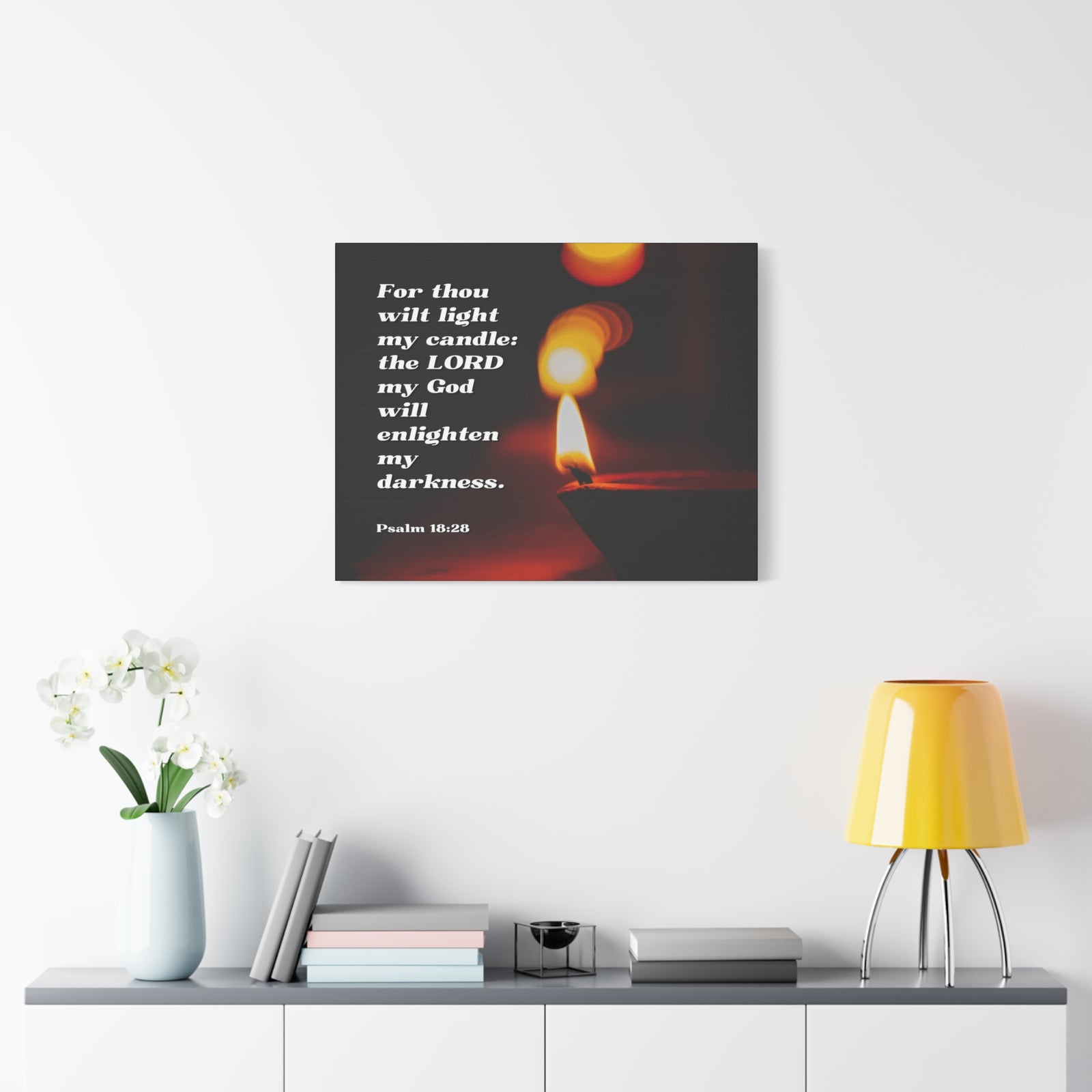 Scripture Canvas Enlighten My Darkness Psalm 18:28 Christian Wall Art Bible Verse Print Ready to Hang-Express Your Love Gifts