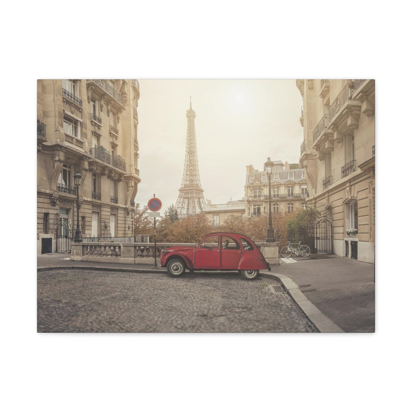 Eiffel Tower Retro Bike Paris Sunset Skyline Canvas Artwork High-Quality Breathtaking Stunning Cityscape Home Decor Ready to Hang-Express Your Love Gifts
