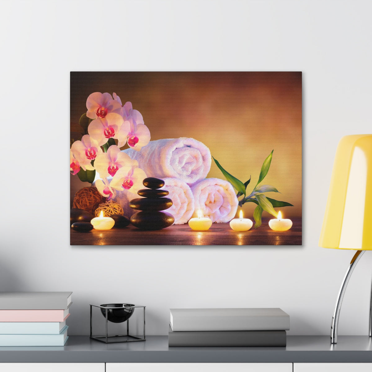 Massage Stones with Towels Forest Floral Nature Photography Canvas Wall Art for Home Decor Ready-to-Hang-Express Your Love Gifts