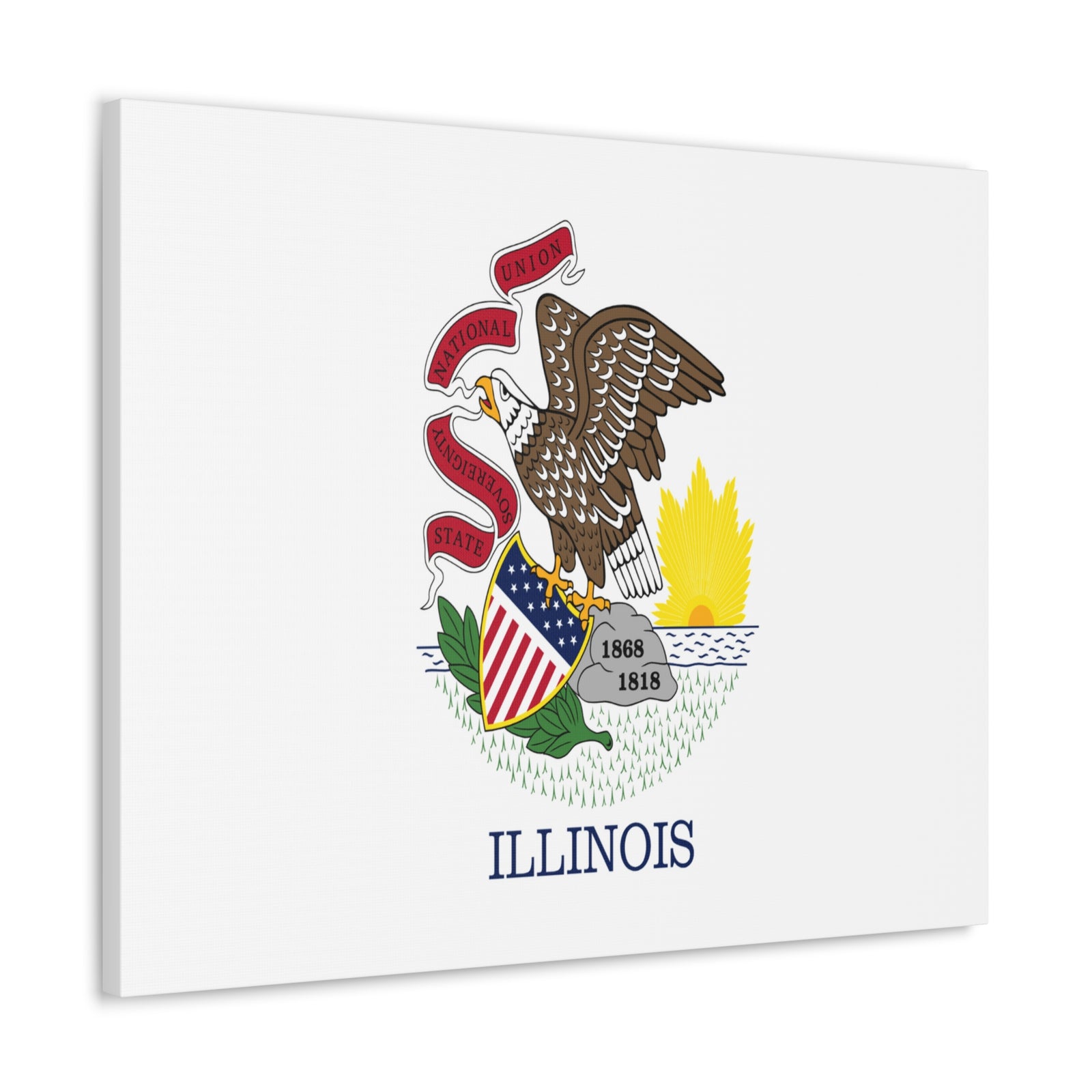 Illinois Stage Flag Canvas Vibrant Wall Art Unframed Home Decor-Express Your Love Gifts