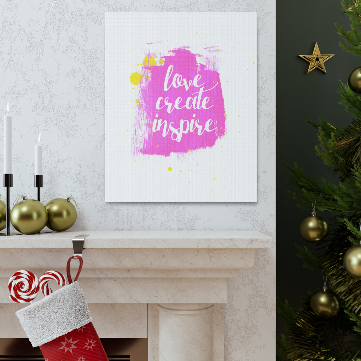 Inspirational Wall Art Love Create Inspire Motivation Wall Decor for Home Office Gym Inspiring Success Quote Print Ready to Hang-Express Your Love Gifts
