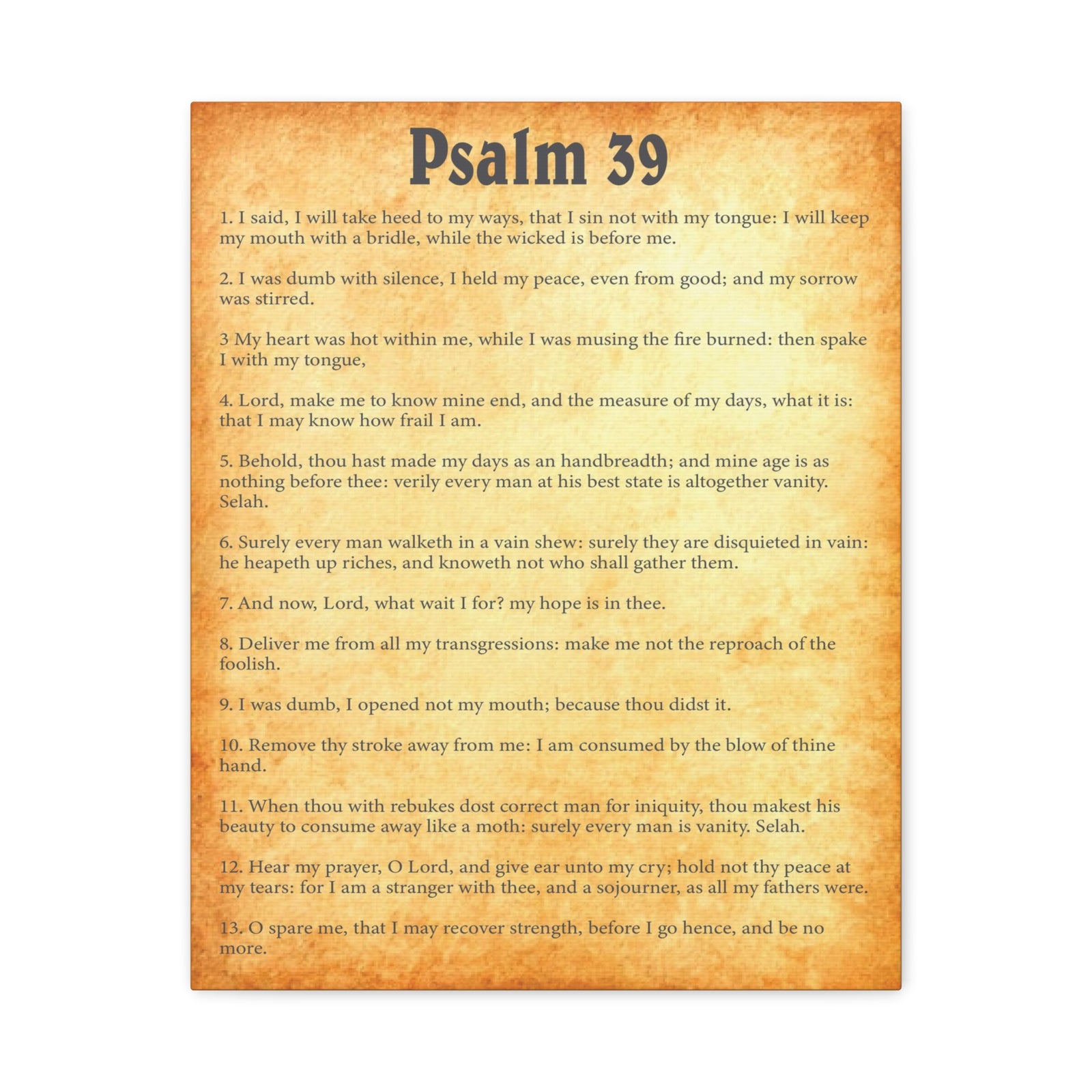Scripture Walls Psalm 39 Gold Bible Chapter Canvas Christian Wall Art Ready to Hang-Express Your Love Gifts