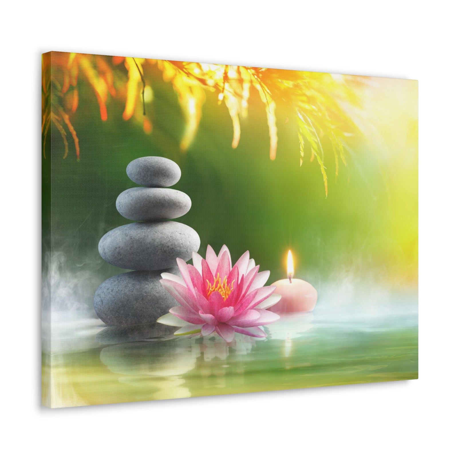 Relaxation with Massage Stones Forest Floral Nature Photography Canvas Wall Art for Home Decor Ready-to-Hang-Express Your Love Gifts
