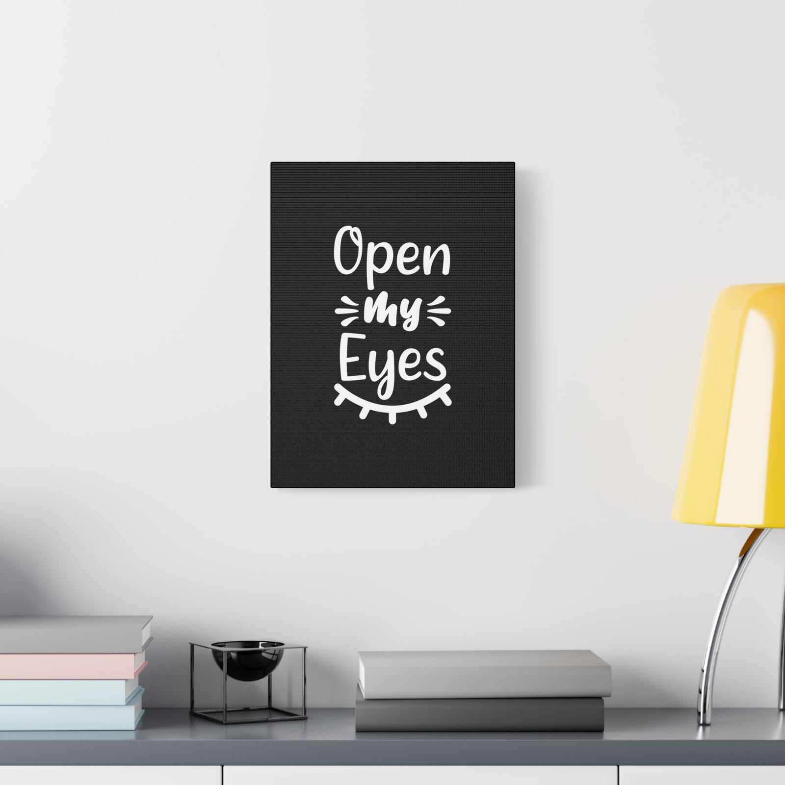 Scripture Canvas Open My Eyes Psalm 119:18 Black Christian Wall Art Bible Verse Print Ready to Hang-Express Your Love Gifts