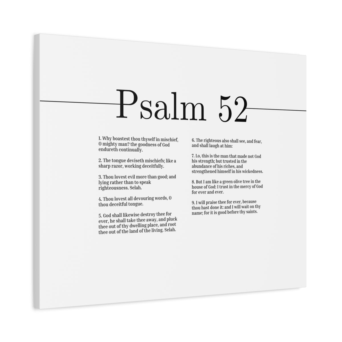 Scripture Canvas The House Of God Psalm 52 Christian Wall Art Bible Verse Print Ready to Hang-Express Your Love Gifts