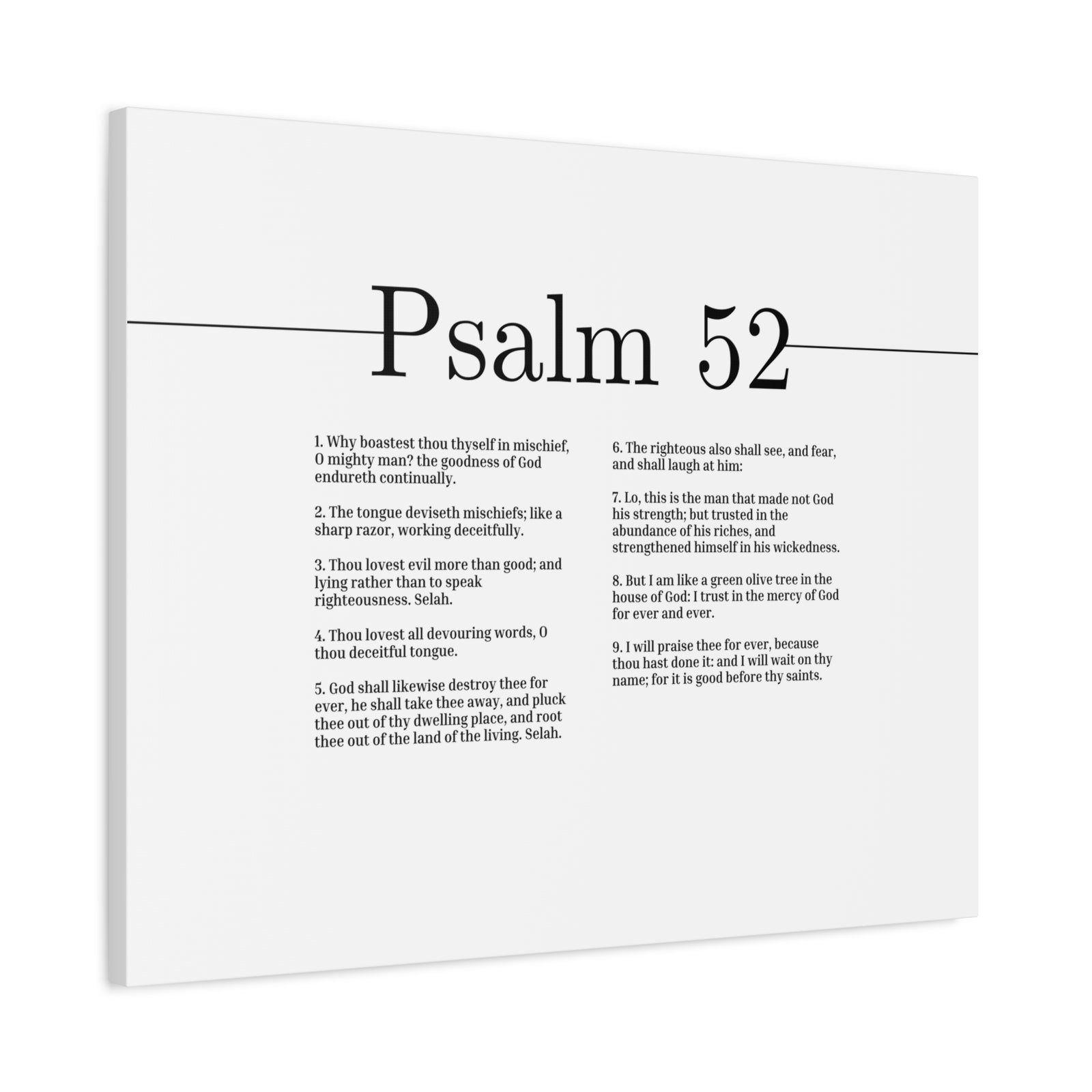 Scripture Canvas The House Of God Psalm 52 Christian Wall Art Bible Verse Print Ready to Hang-Express Your Love Gifts