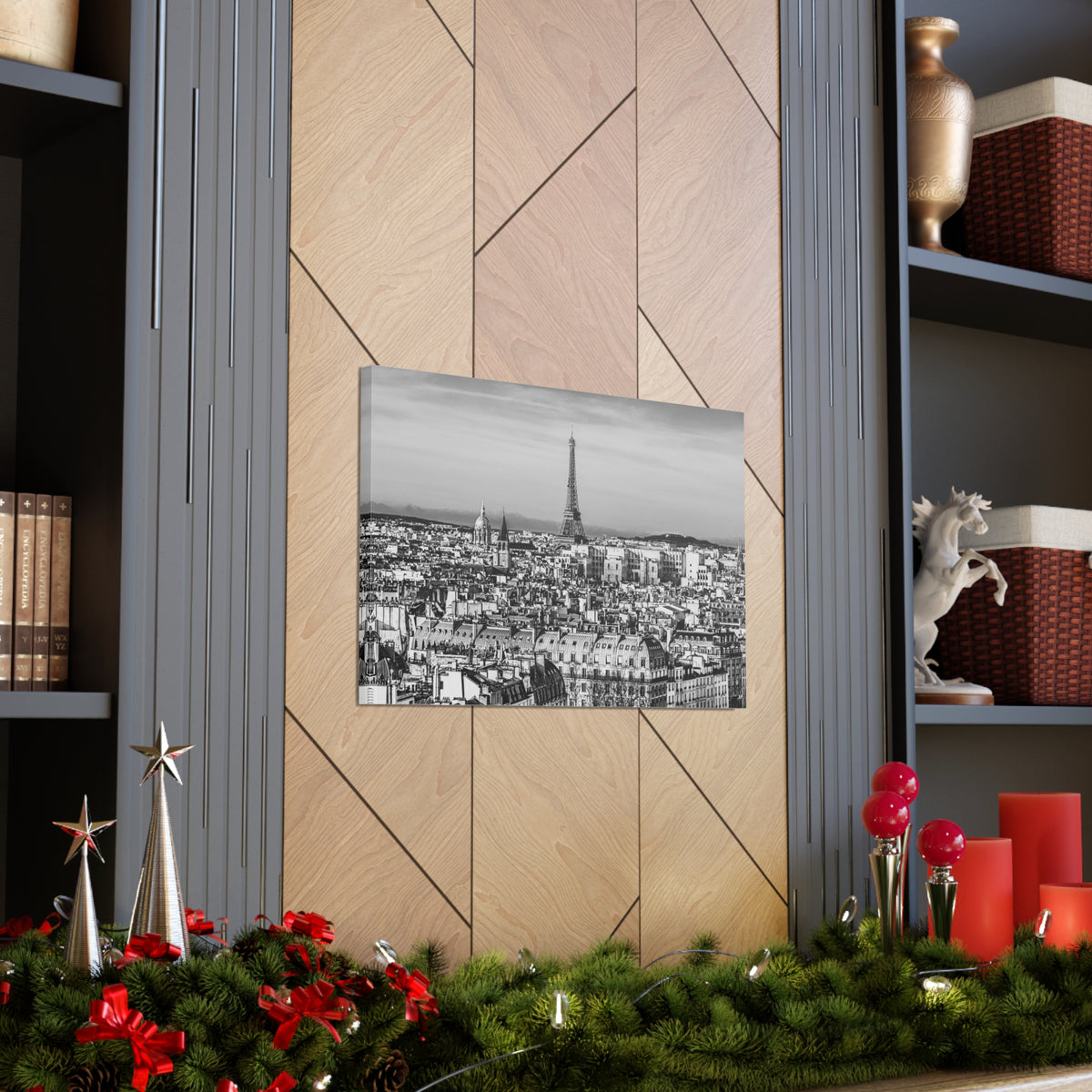 Paris Black And White Skyline Canvas Artwork High-Quality Breathtaking Stunning Cityscape for Home Decor Ready to Hang-Express Your Love Gifts