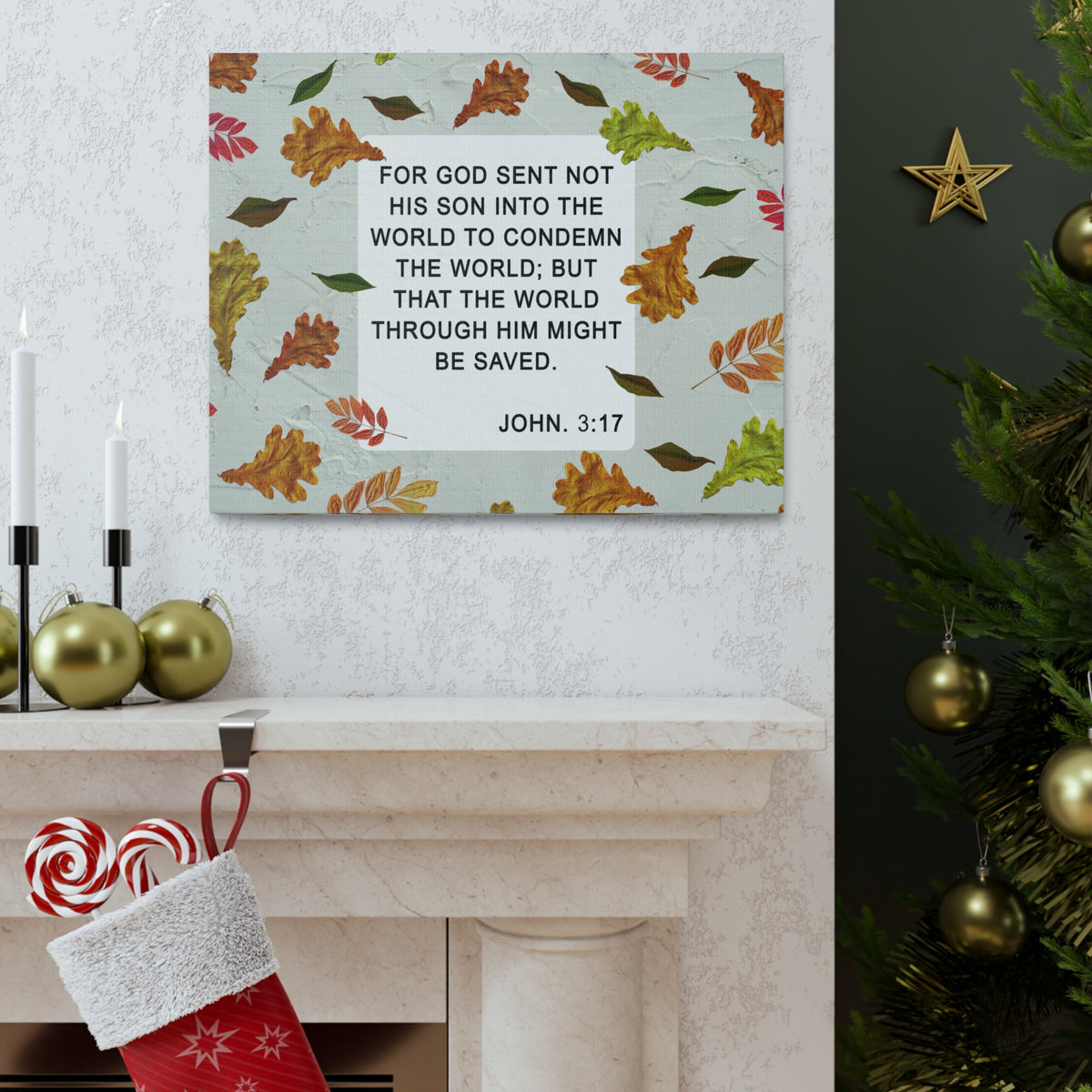 Scripture Walls God Sent John 3:17 Bible Verse Canvas Christian Wall Art Ready to Hang-Express Your Love Gifts