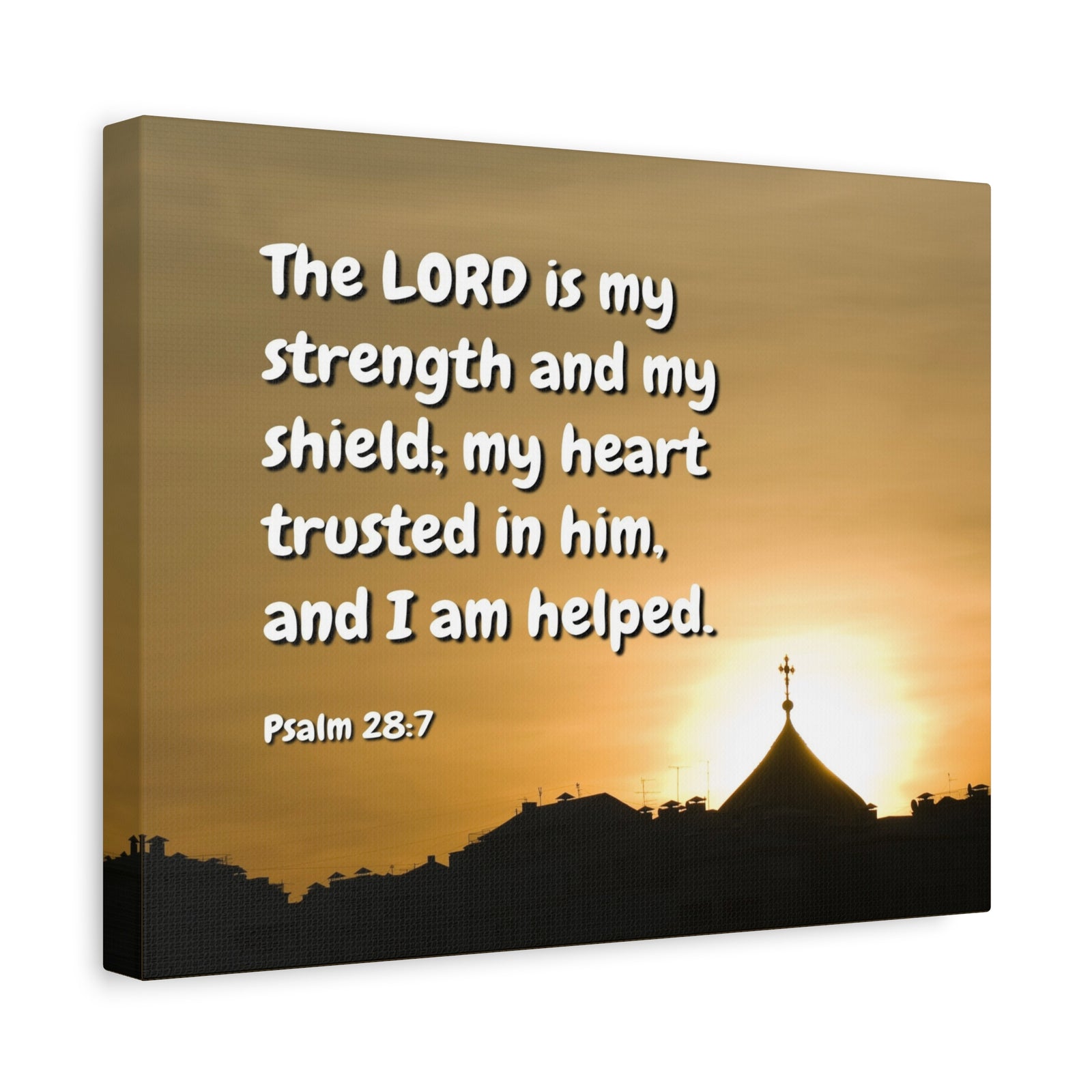 Scripture Canvas I Am Helped Psalm 28:7 Christian Wall Art Bible Verse Print Ready to Hang-Express Your Love Gifts