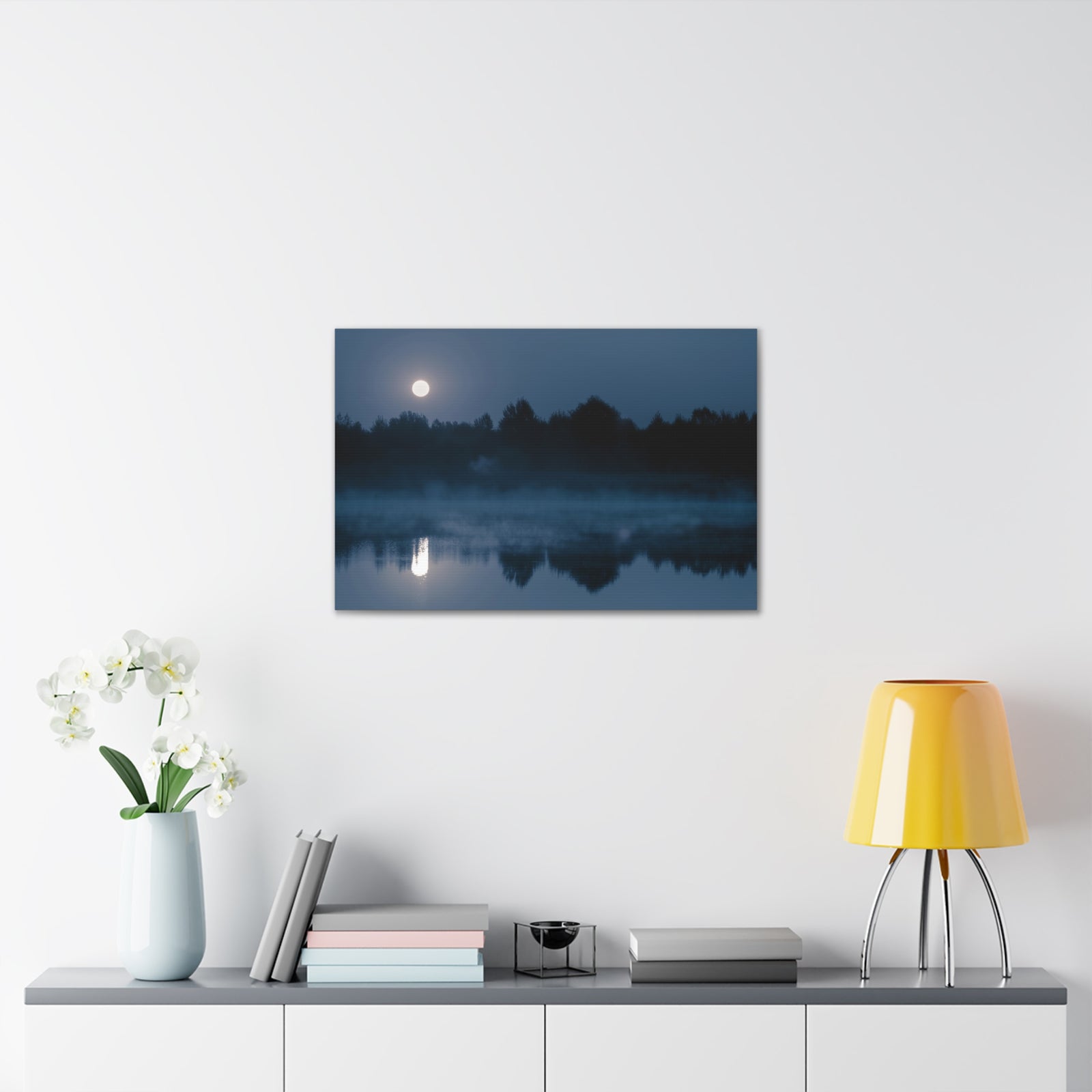 Misty Mountain Reflections Nature Wilderness Photography Canvas Wall Art for Home Decor Ready-to-Hang-Express Your Love Gifts