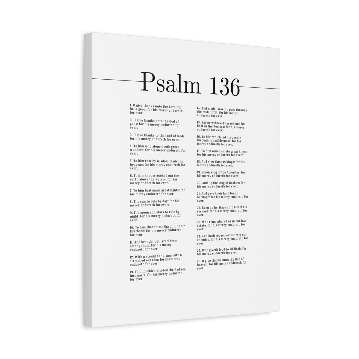 Scripture Canvas Give Thanks Unto God Of Gods Psalm 136 Christian Wall Art Bible Verse Print Ready to Hang-Express Your Love Gifts