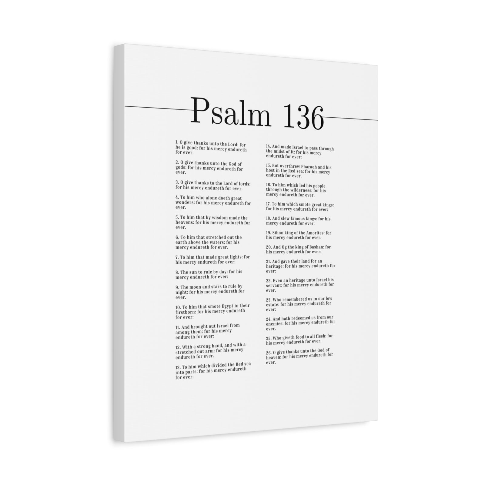 Scripture Canvas Give Thanks Unto God Of Gods Psalm 136 Christian Wall Art Bible Verse Print Ready to Hang-Express Your Love Gifts