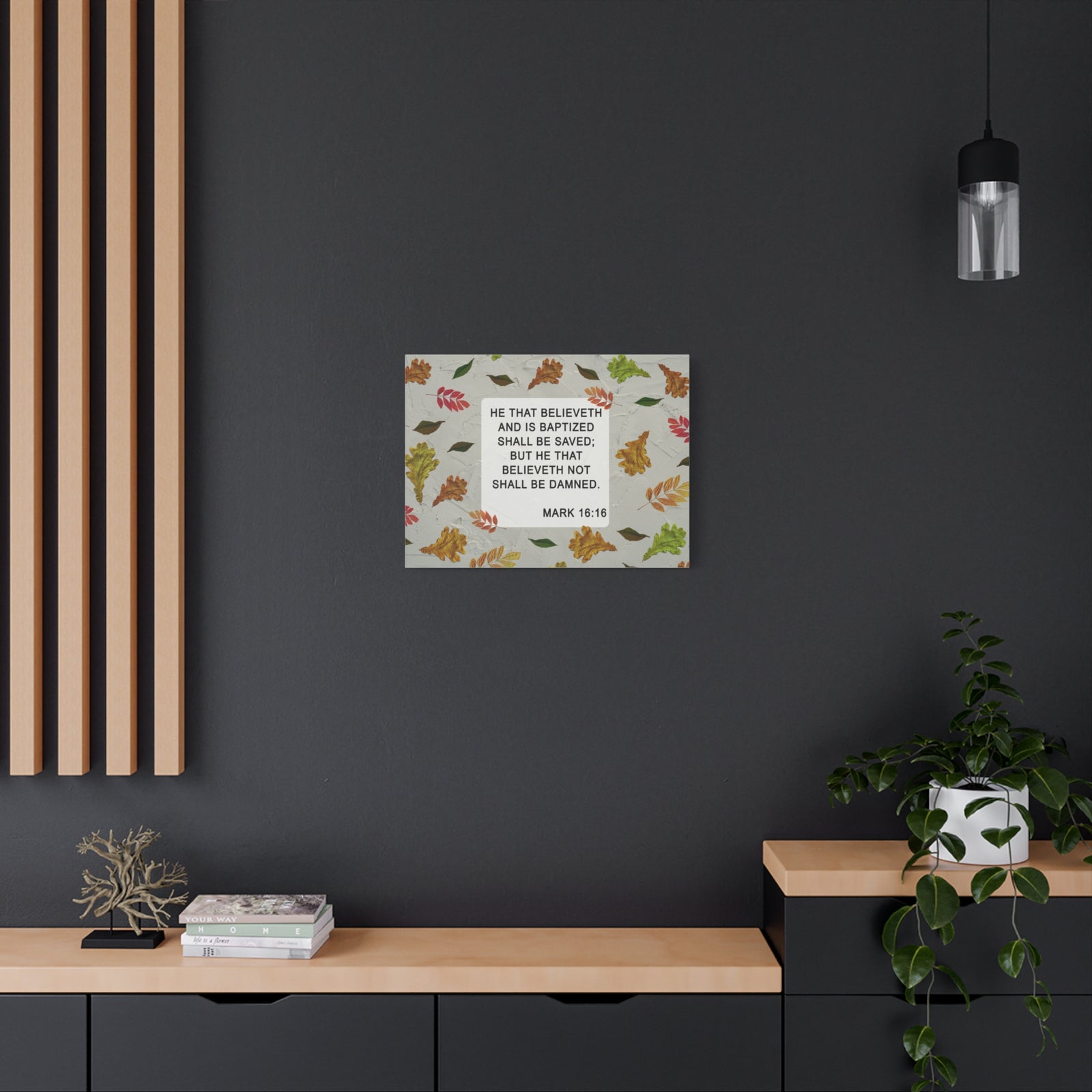 Scripture Walls Shall Be Saved Mark 16:16 Bible Verse Canvas Christian Wall Art Ready to Hang