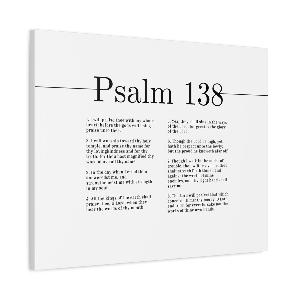 Scripture Canvas Praise Thee With My Whole Heart Psalm 138 Christian Wall Art Bible Verse Print Ready to Hang-Express Your Love Gifts