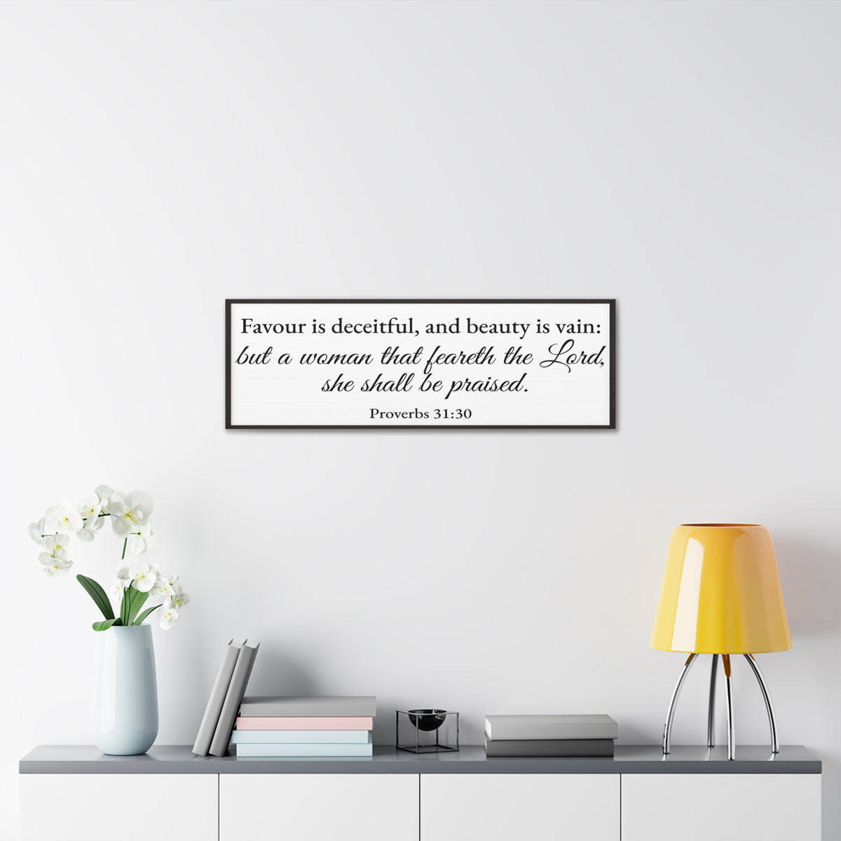 Scripture Walls Proverbs 31:30 White Bible Verse Canvas Christian Wall Art Ready to Hang Unframed-Express Your Love Gifts