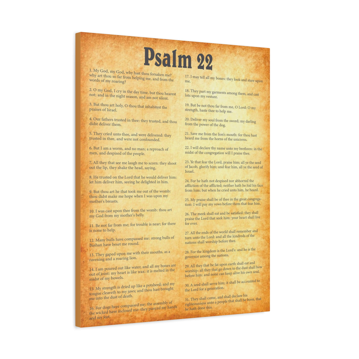Scripture Walls Psalm 22 Gold Bible Chapter Canvas Christian Wall Art Ready to Hang-Express Your Love Gifts