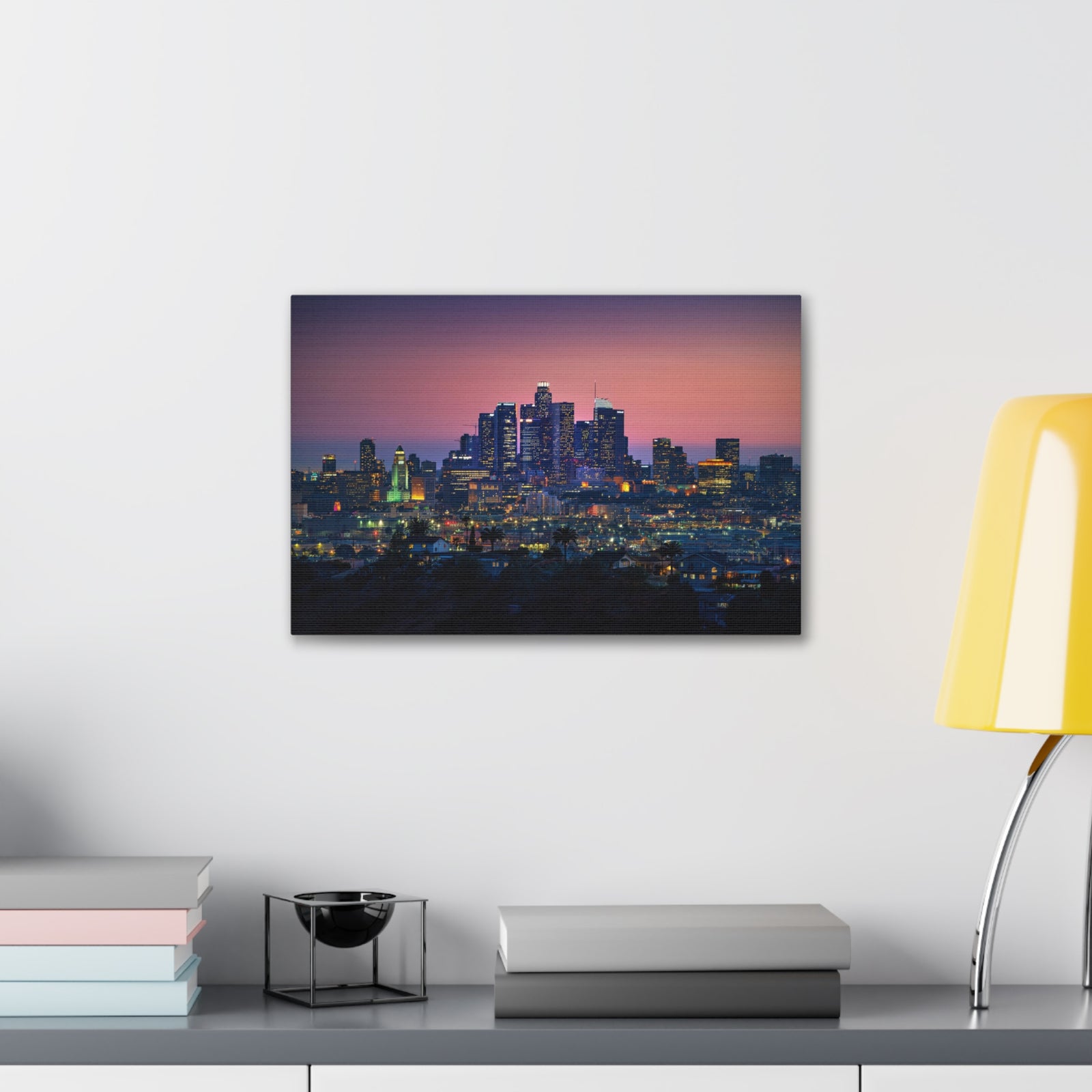 Los Angeles Night Skyline Canvas Artwork High-Quality Breathtaking Stunning Cityscape for Home Decor Ready to Hang-Express Your Love Gifts