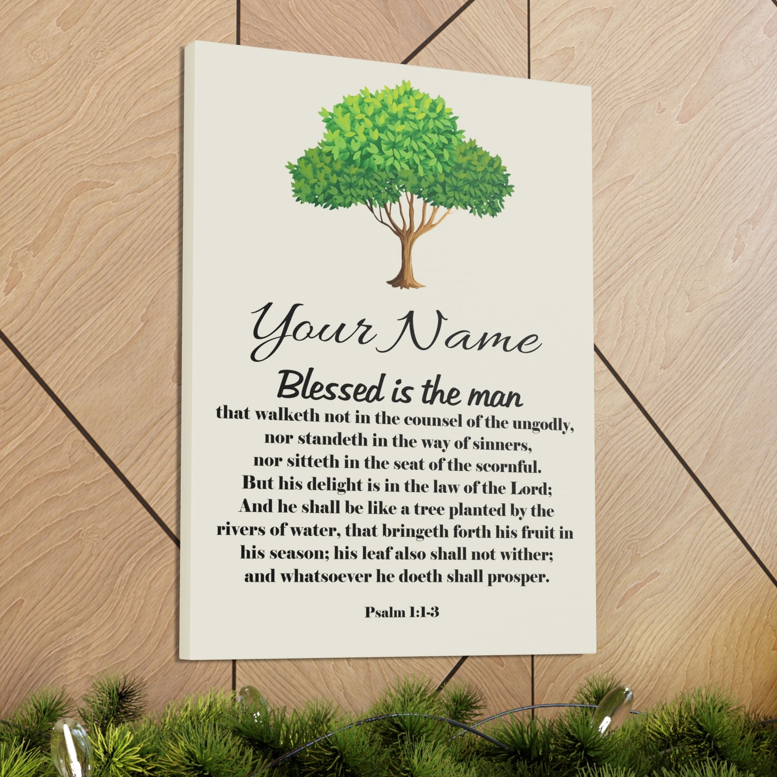 Scripture Walls Personalized Blessed is the Man Psalm 1:1-3 Bible Chapter Canvas Christian Wall Art Ready to Hang-Express Your Love Gifts
