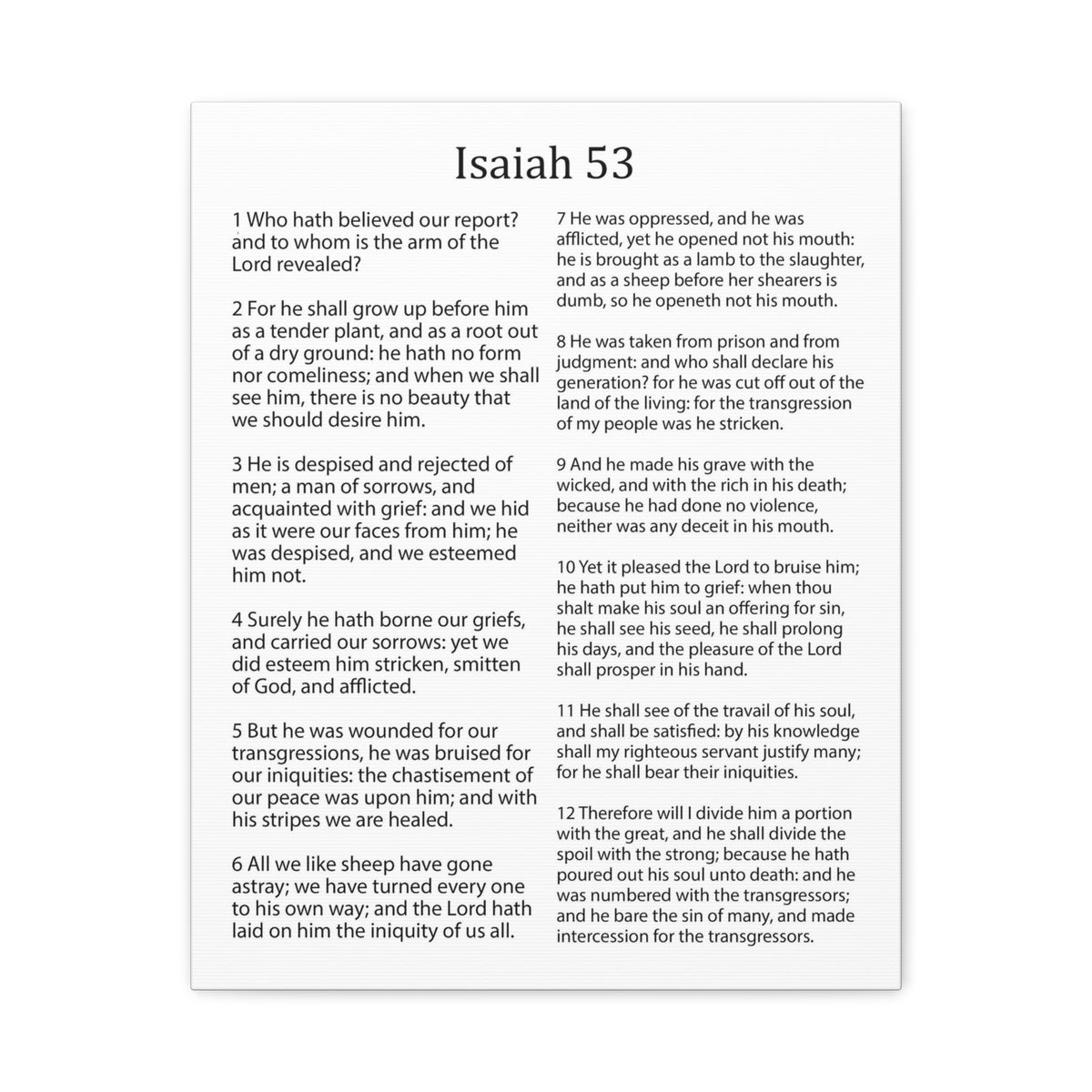 Scripture Walls Isaiah Chapter 53 White Christian Wall Art Print Ready to Hang Unframed-Express Your Love Gifts