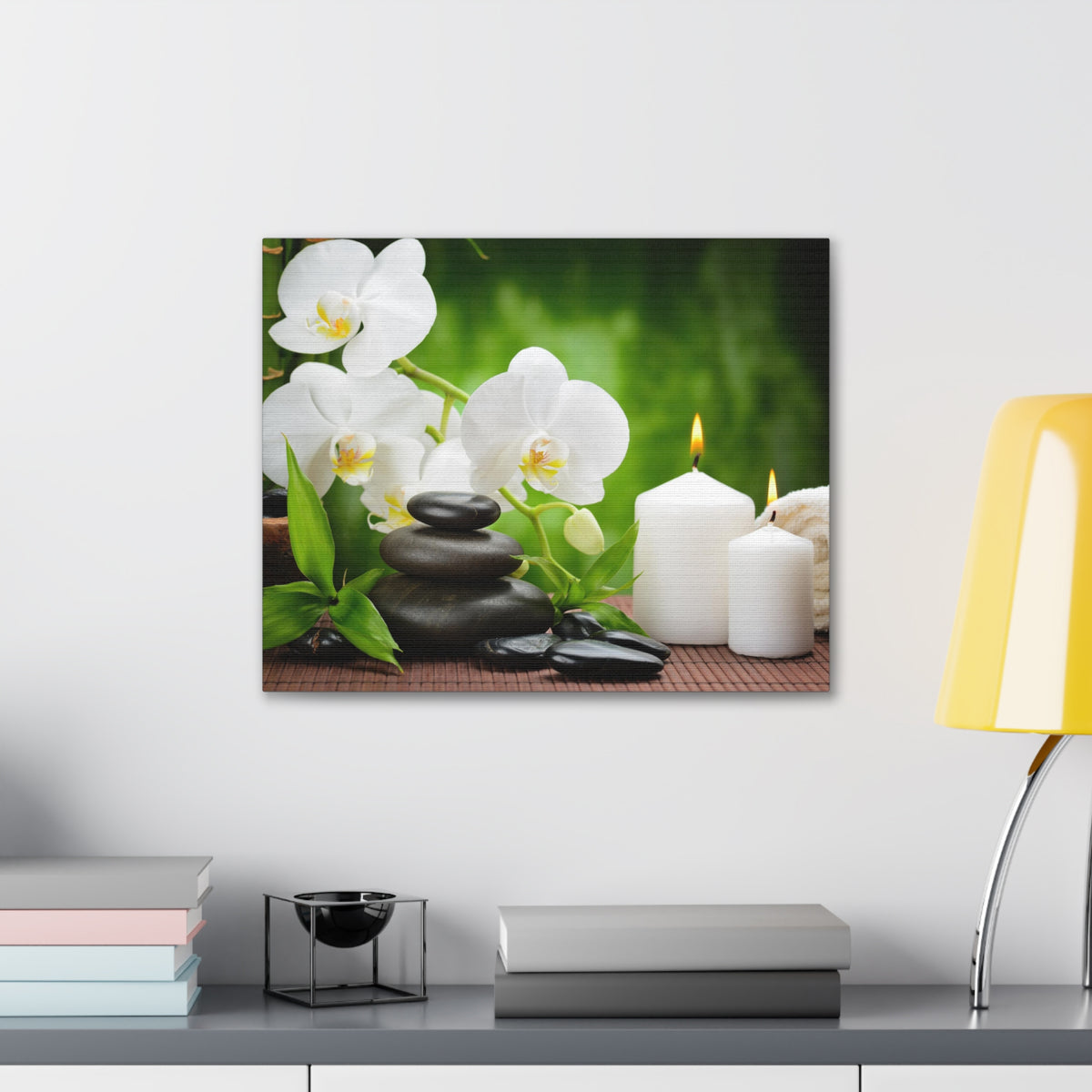 Zen Basalt Stones Forest Floral Nature Photography Canvas Wall Art for Home Decor Ready-to-Hang-Express Your Love Gifts