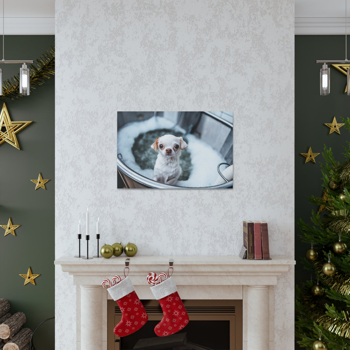 Cute Chihuahua Bathee Canvas Wall Art for Home Decor Ready-to-Hang-Express Your Love Gifts