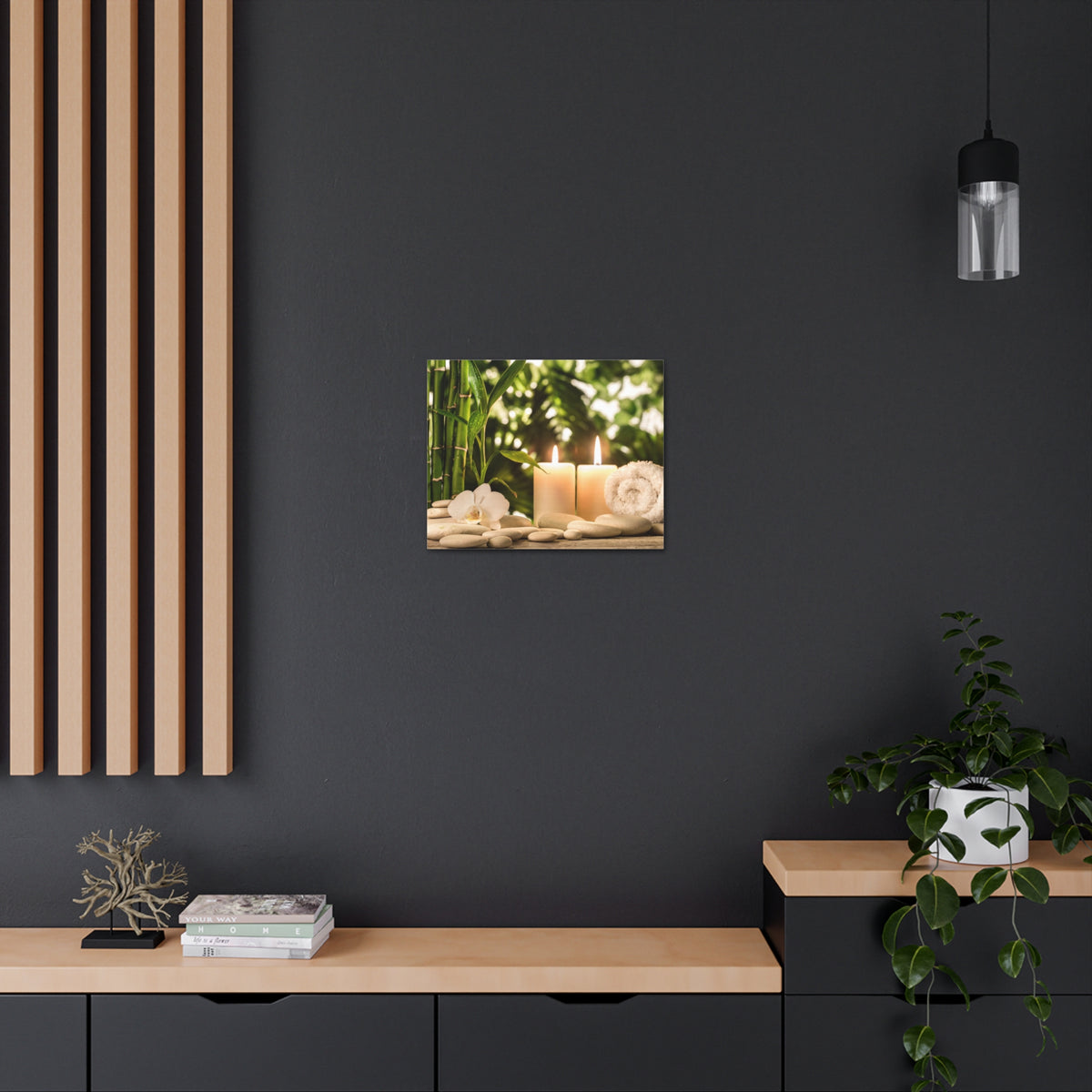 Green Bamboo Leaves Forest Floral Nature Photography Canvas Wall Art for Home Decor Ready-to-Hang-Express Your Love Gifts